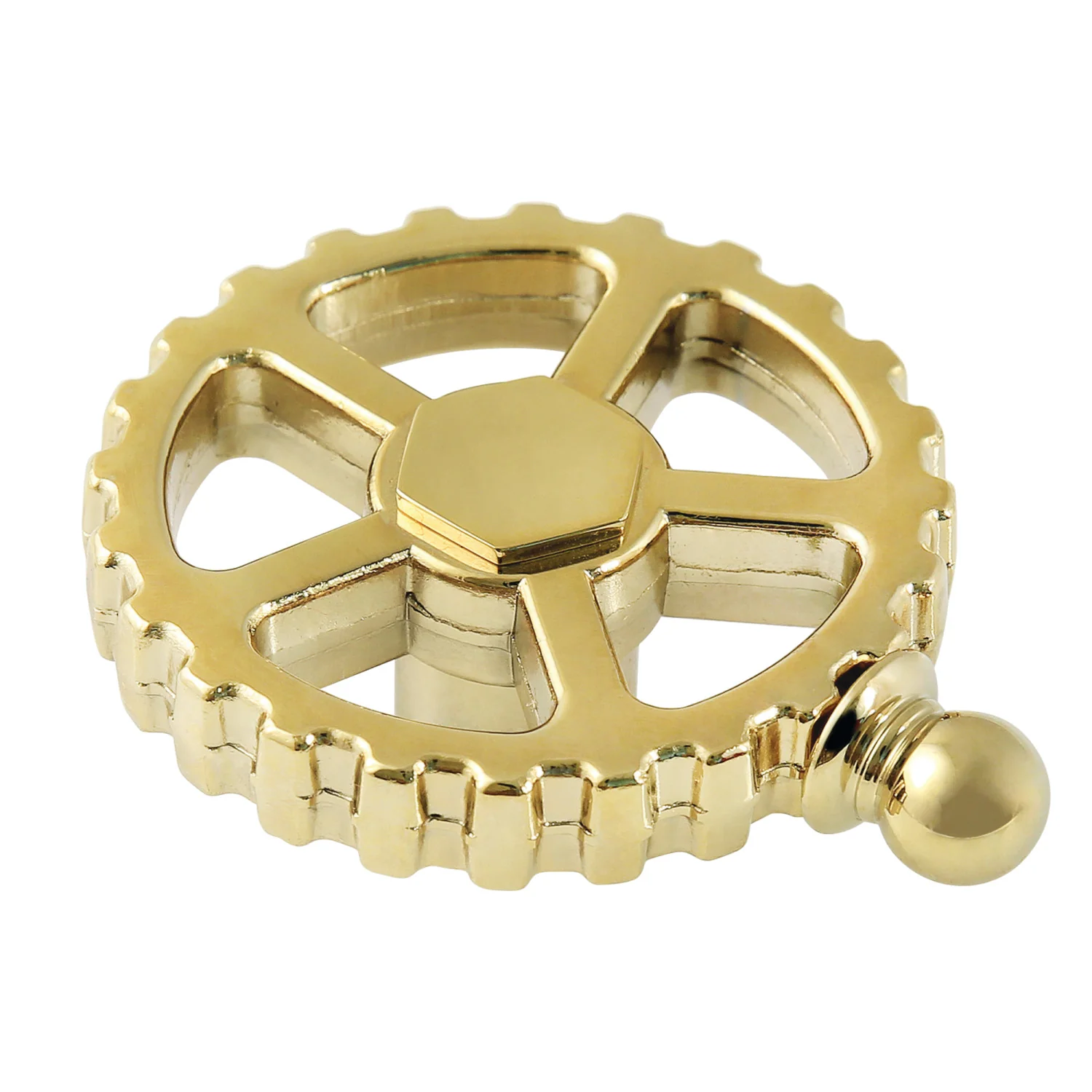 Kingston Fuller KSDH2942CG Brass Industrial Style Machine Gear Wheel Handle, Polished Brass