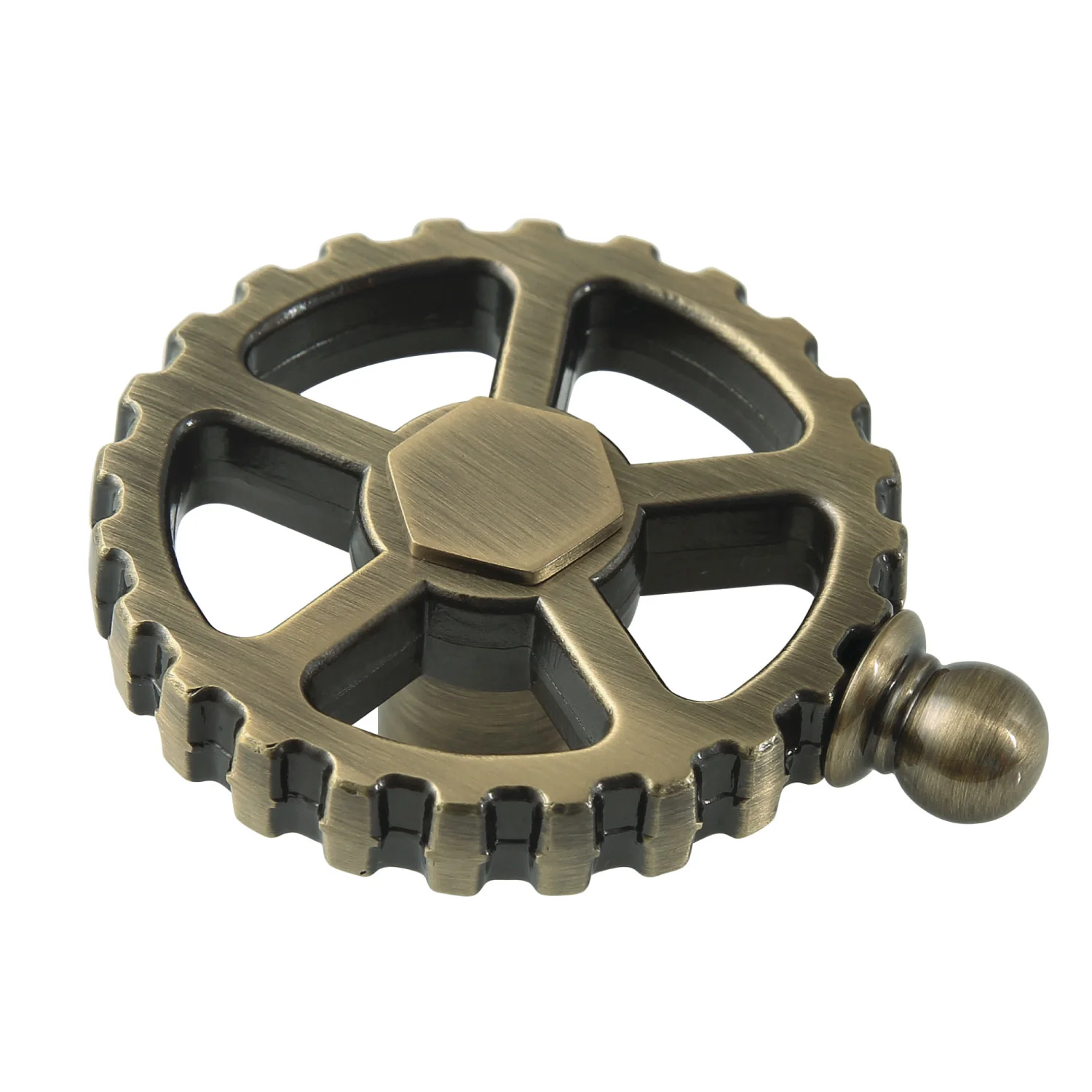 Kingston Fuller KSDH2943CG Brass Industrial Style Machine Gear Wheel Handle, Antique Brass