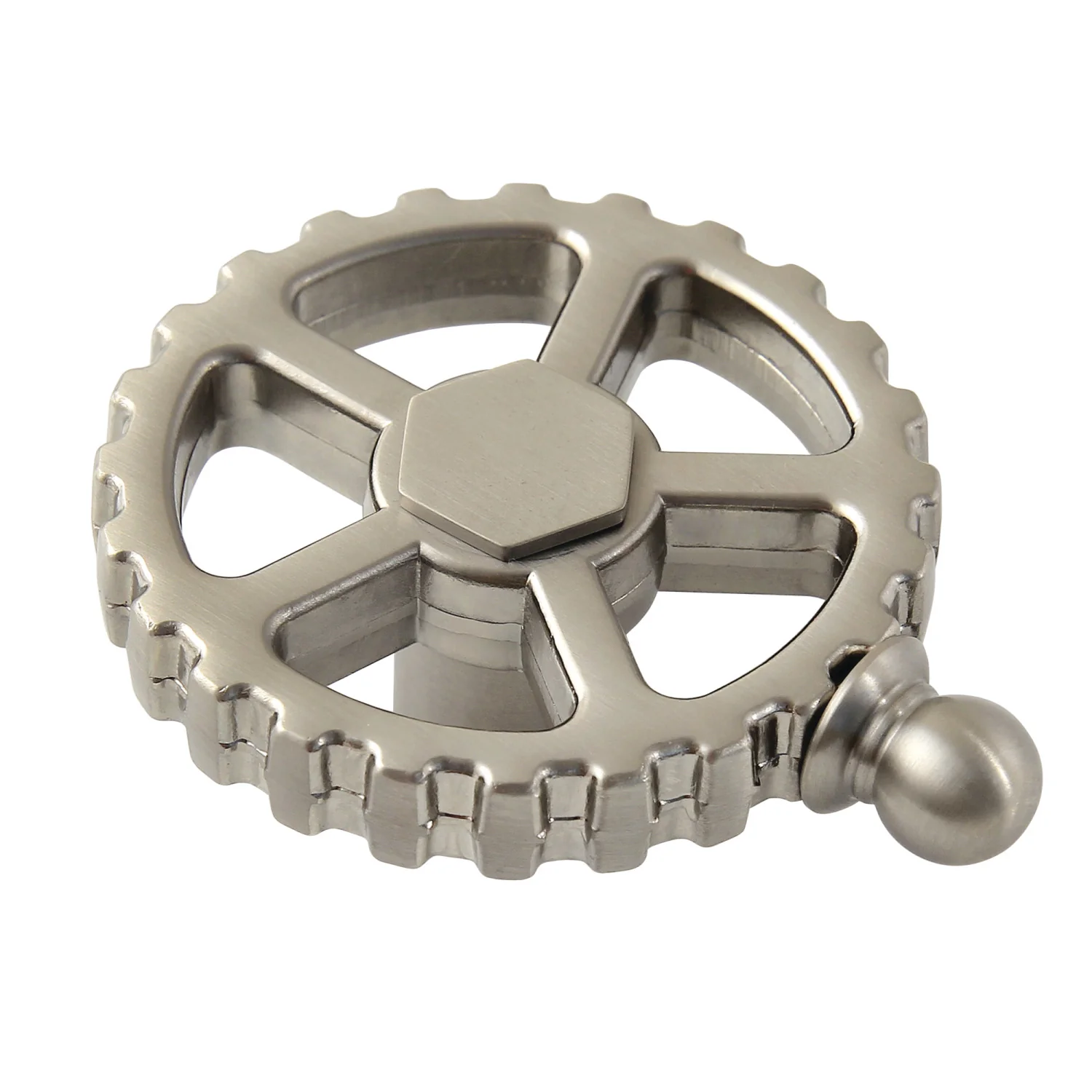 Kingston Fuller KSDH2948CG Brass Industrial Style Machine Gear Wheel Handle, Brushed Nickel
