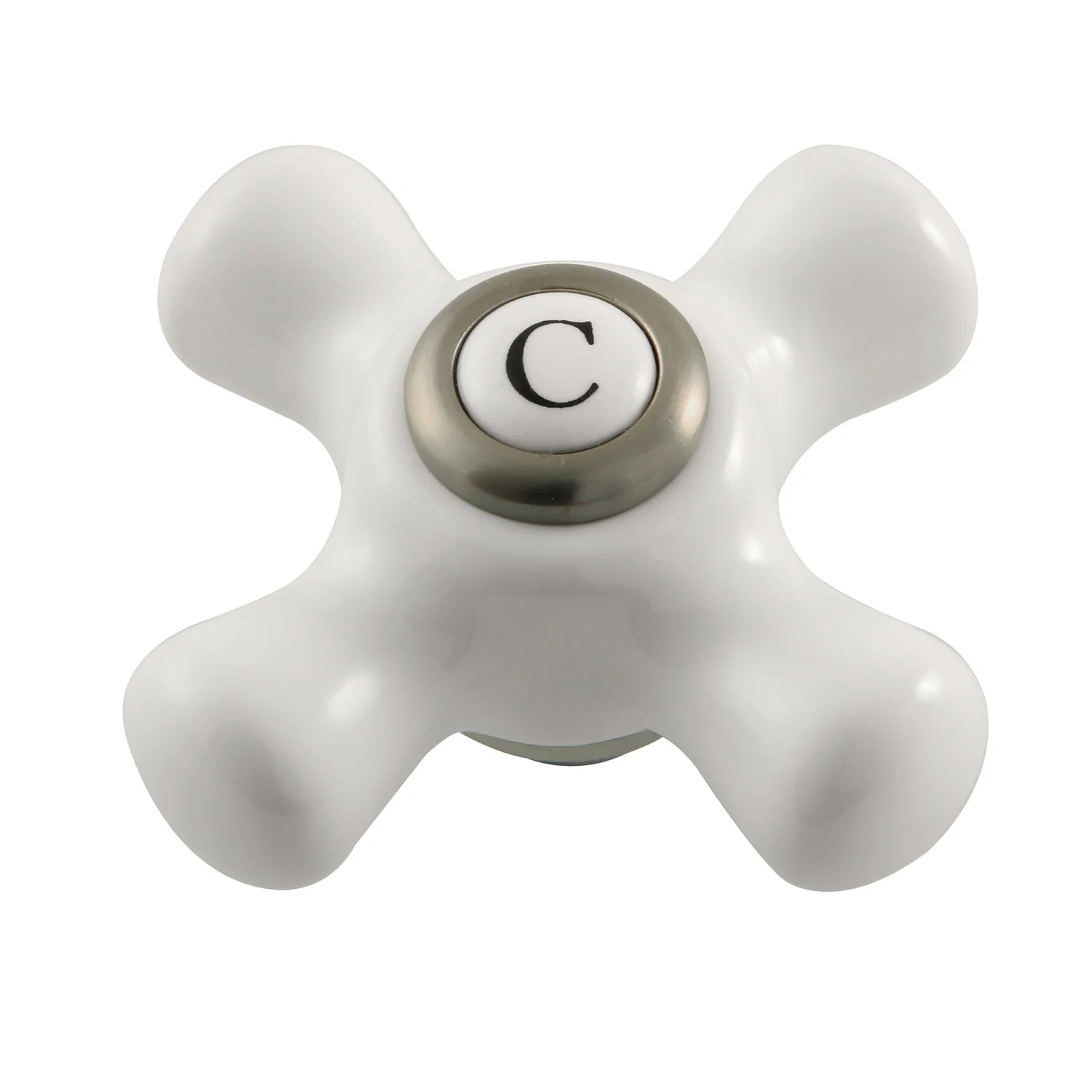 Kingston Kingston KSH266PXSNC Porcelain Cross Handle (Cold Side), Brushed Nickel