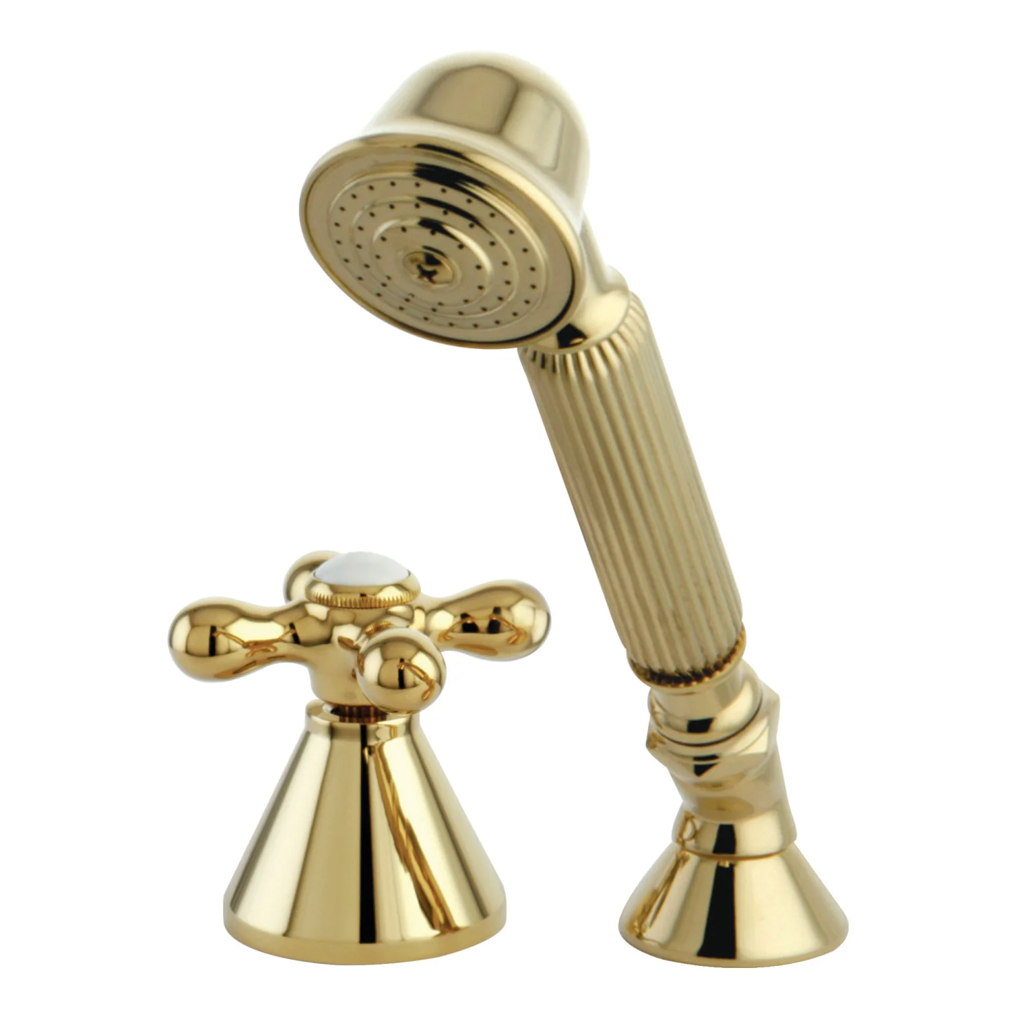 Kingston Tulare KSK2362AXTR Deck Mount Hand Shower with Diverter for Roman Tub Faucet, Polished Brass