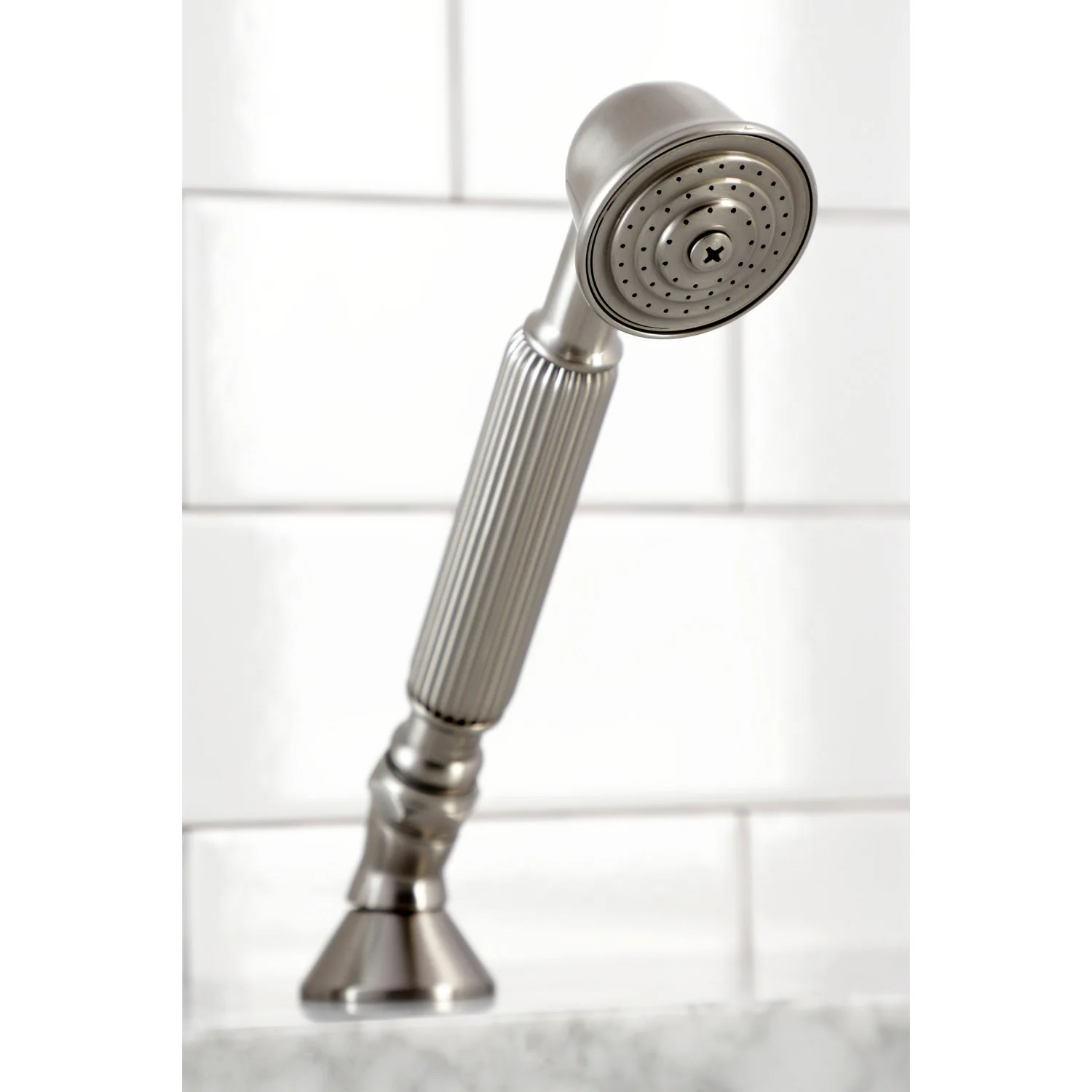 Kingston Tulare KSK2368AXTR Deck Mount Hand Shower with Diverter for Roman Tub Faucet, Brushed Nickel - Image 2