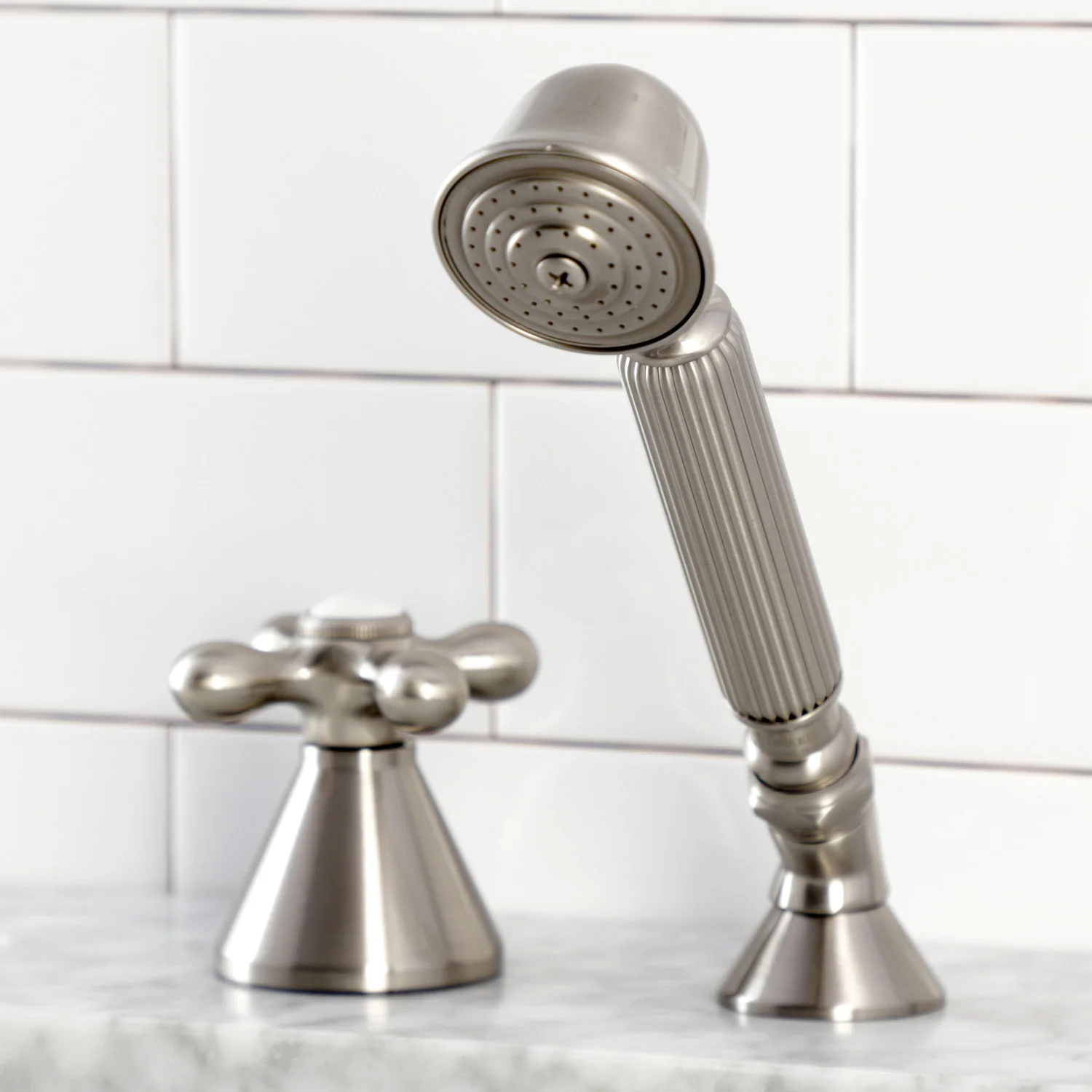 Kingston Tulare KSK2368AXTR Deck Mount Hand Shower with Diverter for Roman Tub Faucet, Brushed Nickel - Image 5