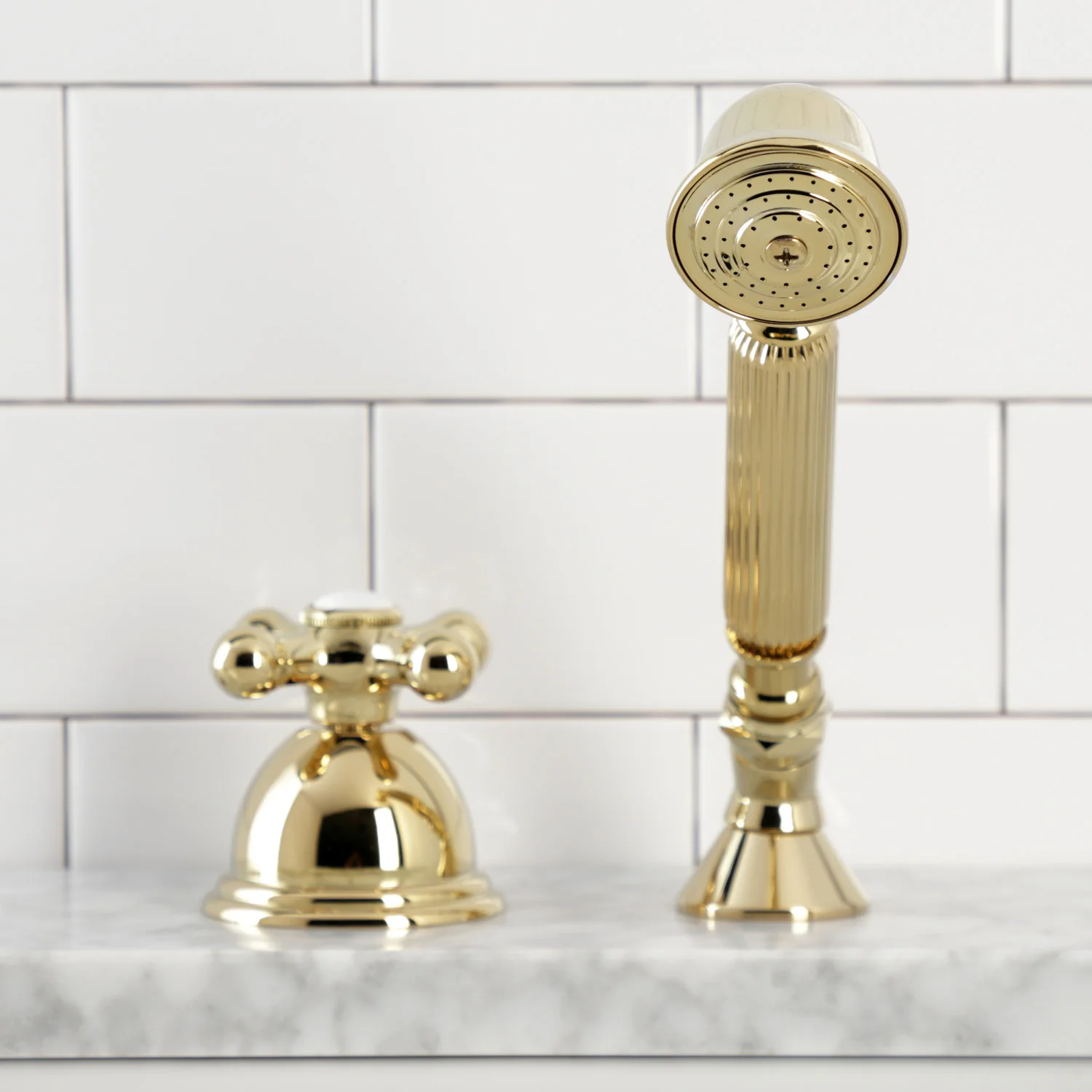 Kingston Heirloom KSK3352AXTR Deck Mount Hand Shower with Diverter for Roman Tub Faucet, Polished Brass - Image 4