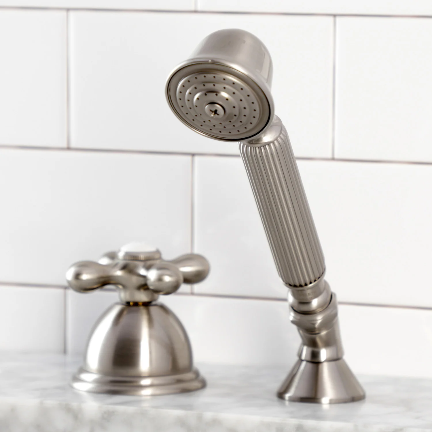 Kingston Heirloom KSK3358AXTR Deck Mount Hand Shower with Diverter for Roman Tub Faucet, Brushed Nickel - Image 5