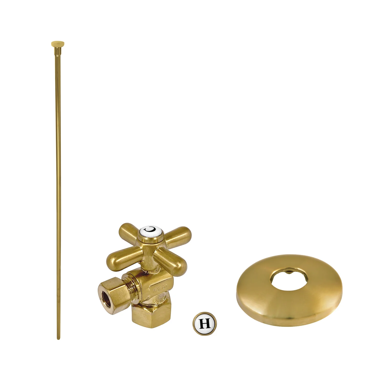 Kingston Heirloom KTK107P - Trimscape Toilet Supply Kit, 1/2-Inch IPS Inlet x 3/8-Inch Comp Outlet, Brushed Brass