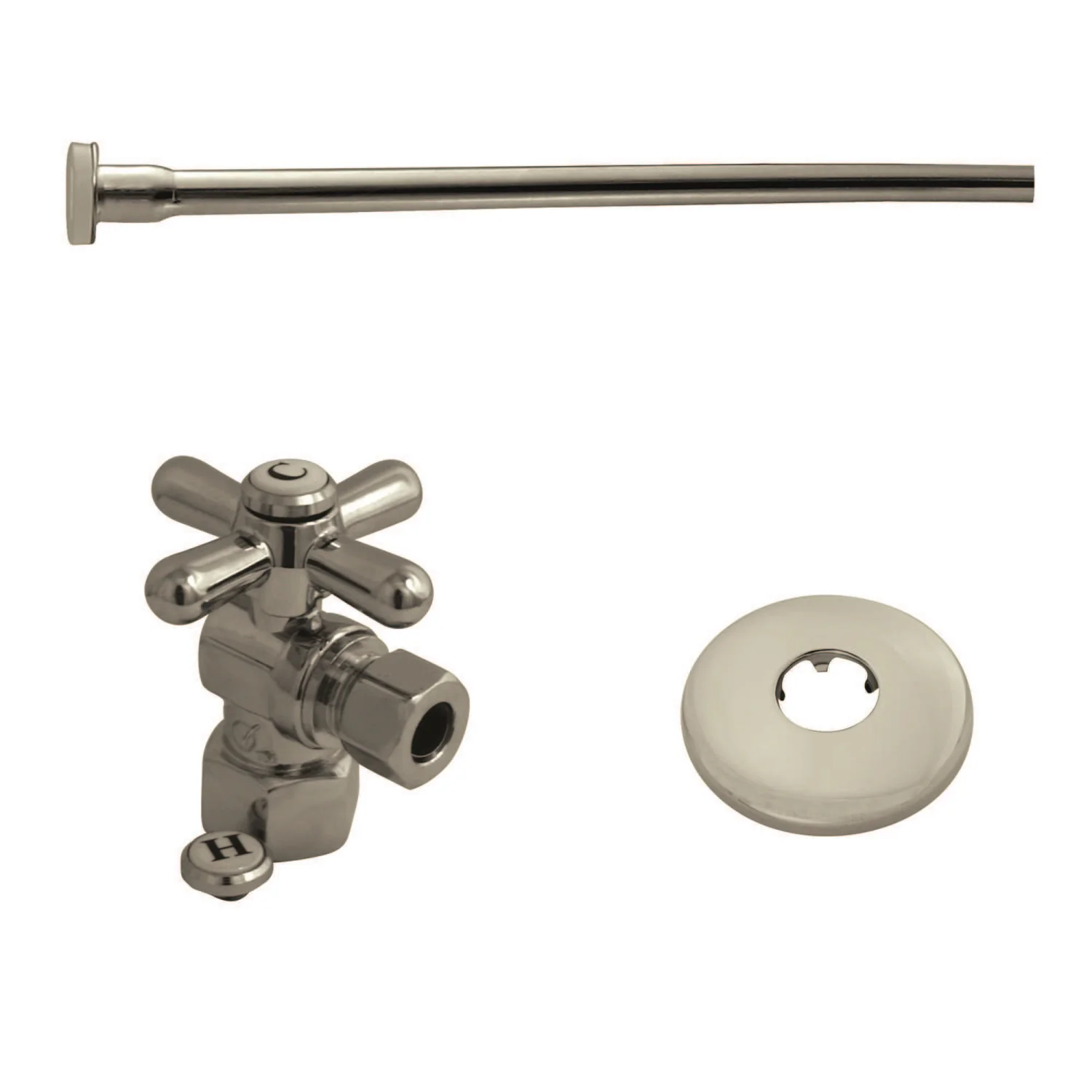 Kingston Heirloom KTK108P - Trimscape Toilet Supply Kit, 1/2-Inch IPS Inlet x 3/8-Inch Comp Outlet, Brushed Nickel