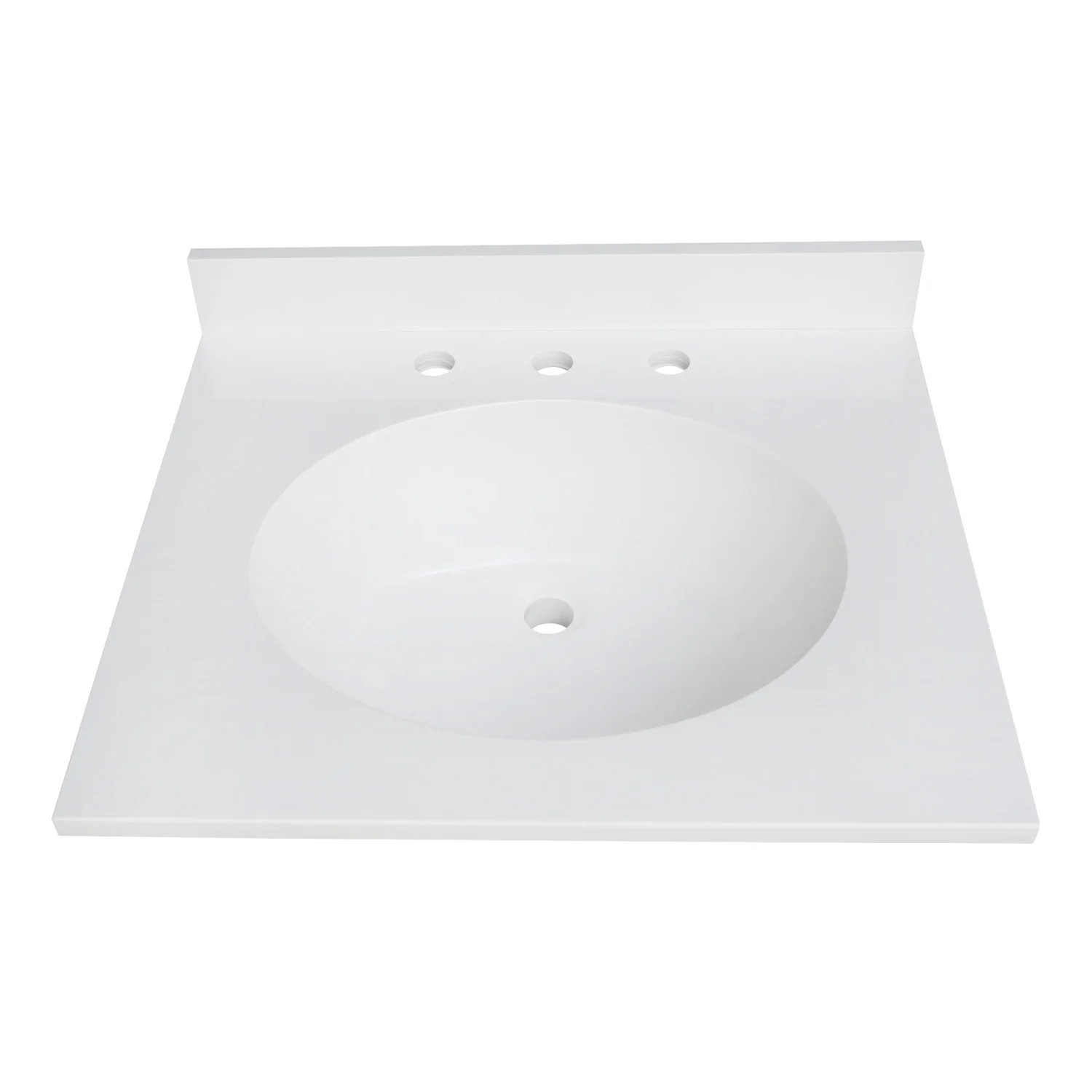 Kingston Sona KVPB2522A38 - Wimbeldon 25-Inch Solid Surface Vanity Top (8" Faucet Drillings), Glossy White