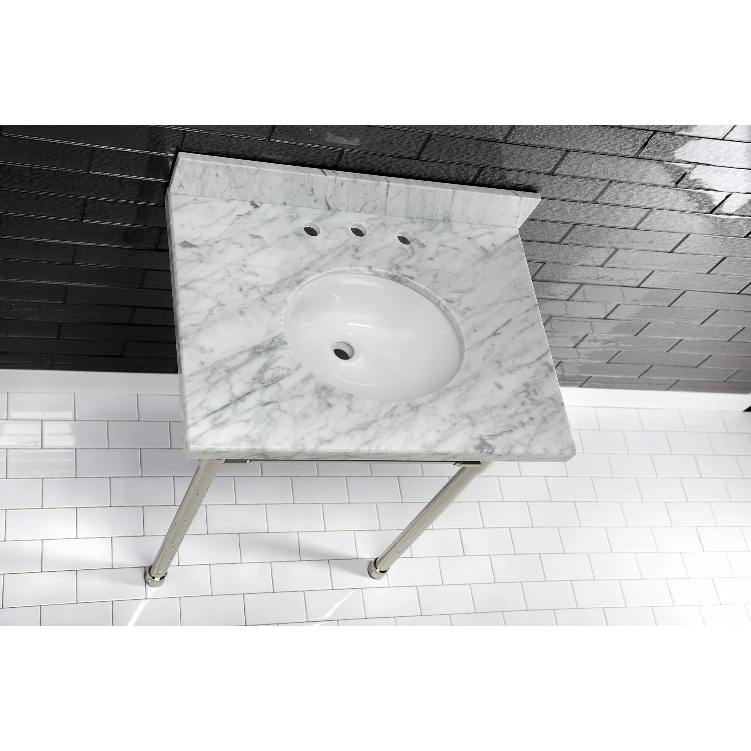 Kingston Tulare KVPB3022M38 - Templeton 30-Inch Carrara Marble Vanity Sink Top (8" Faucet Drillings), Carrara Marble - Image 11