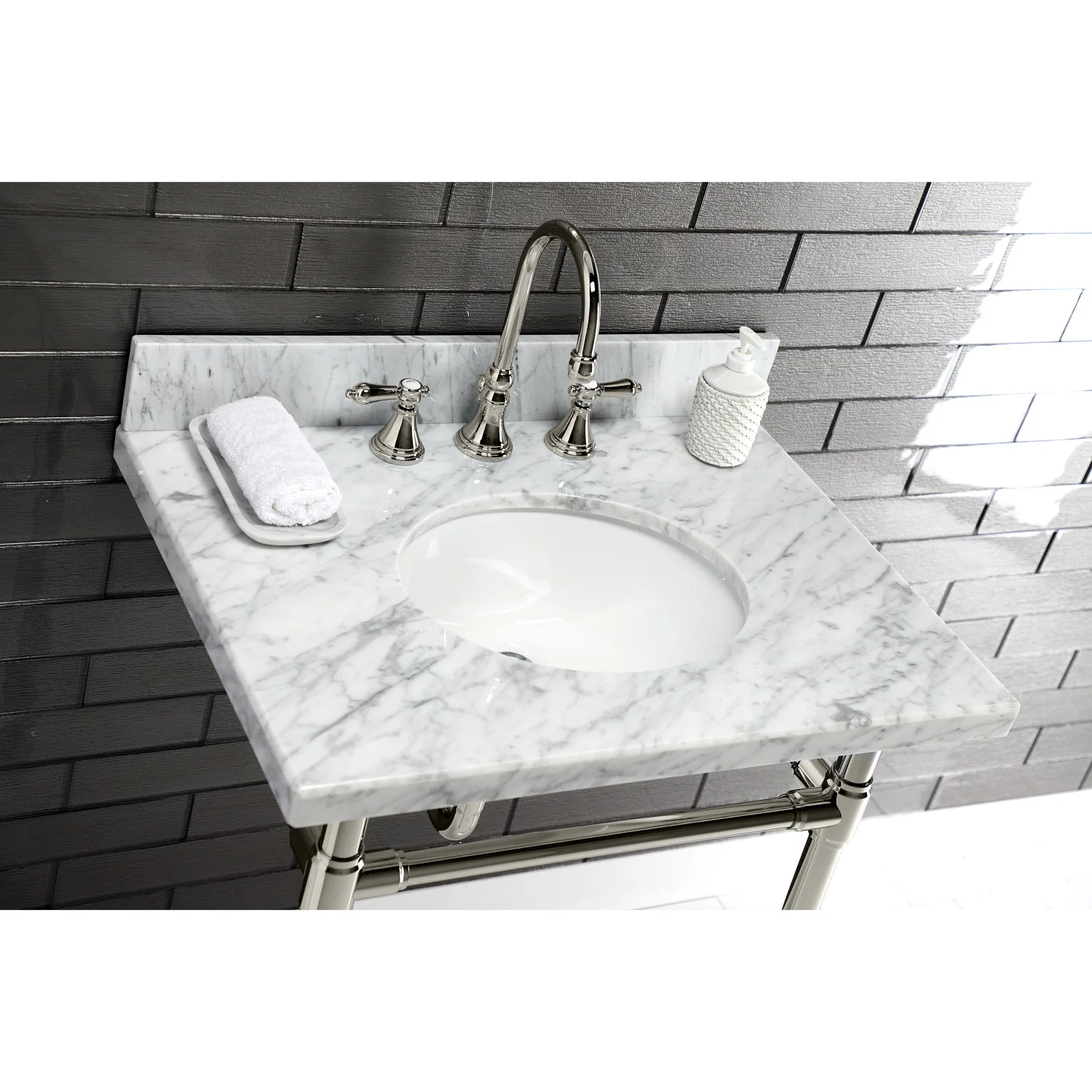 Kingston Tulare KVPB3022M38 - Templeton 30-Inch Carrara Marble Vanity Sink Top (8" Faucet Drillings), Carrara Marble - Image 12