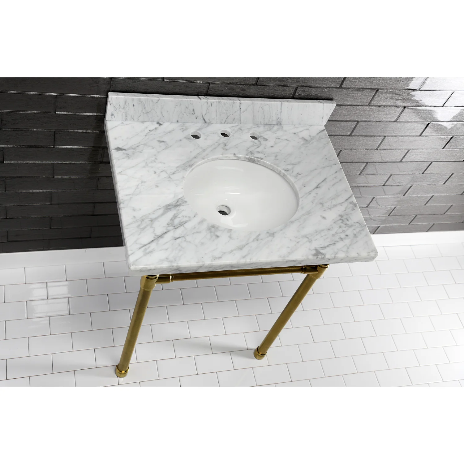Kingston Tulare KVPB3022M38 - Templeton 30-Inch Carrara Marble Vanity Sink Top (8" Faucet Drillings), Carrara Marble - Image 13