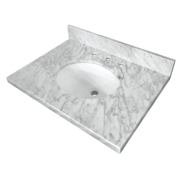 Kingston Tulare KVPB3022M38 - Templeton 30-Inch Carrara Marble Vanity Sink Top (8" Faucet Drillings), Carrara Marble - Image 16