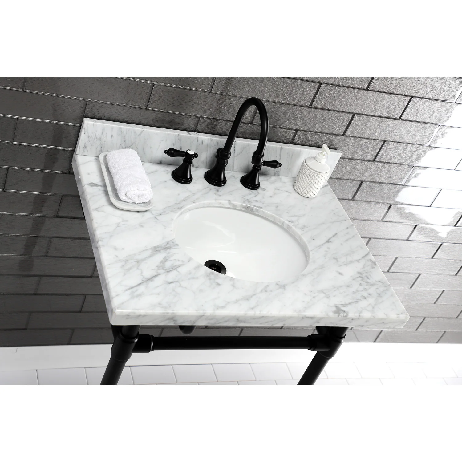 Kingston Tulare KVPB3022M38 - Templeton 30-Inch Carrara Marble Vanity Sink Top (8" Faucet Drillings), Carrara Marble - Image 3
