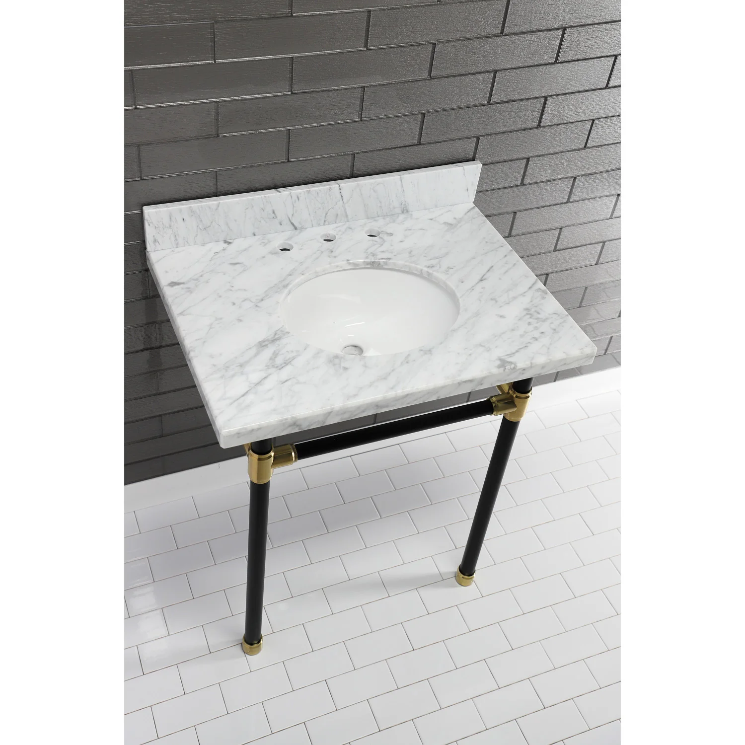 Kingston Tulare KVPB3022M38 - Templeton 30-Inch Carrara Marble Vanity Sink Top (8" Faucet Drillings), Carrara Marble - Image 5