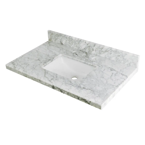 Kingston Tulare KVPB3622M38SQ - Templeton 36-Inch Carrara Marble Vanity Sink Top (8" Faucet Drillings), Carrara Marble - Image 4