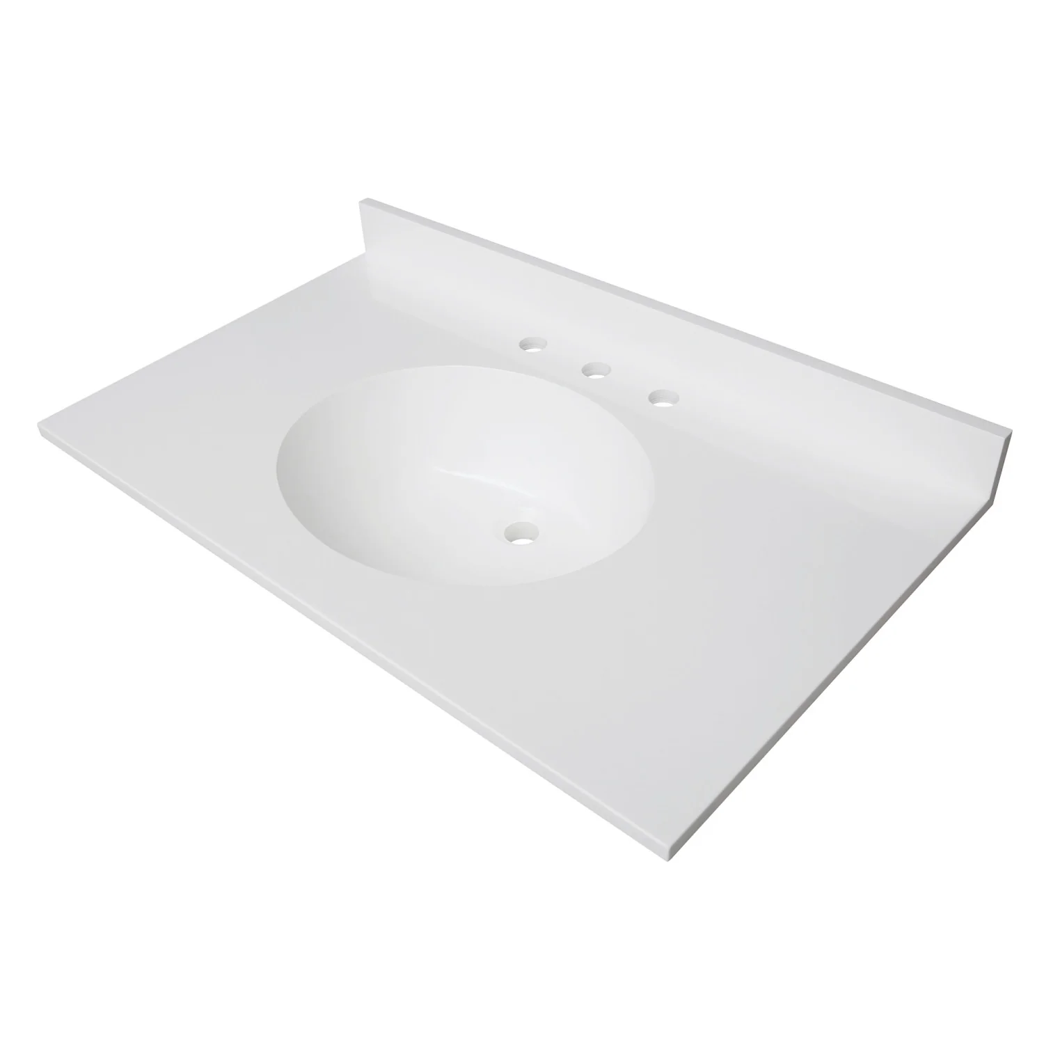 Kingston Sona KVPB3722A38 - Wimbeldon 37-Inch Solid Surface Vanity Top (8" Faucet Drillings), Glossy White
