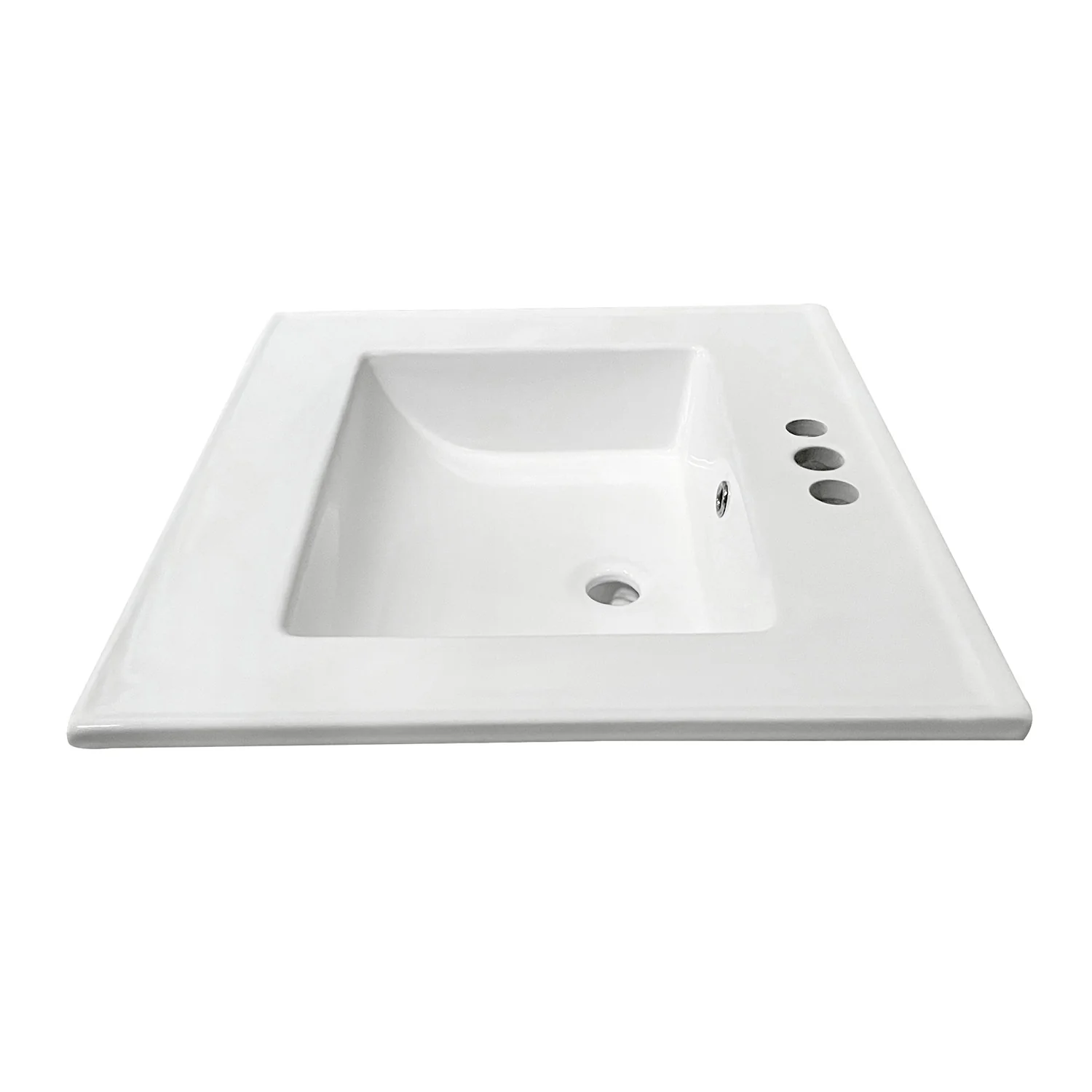 Kingston Tulare LBT25227W34 - Continental 25-Inch Ceramic Vanity Sink Top (4" Faucet Drillings), White - Image 11