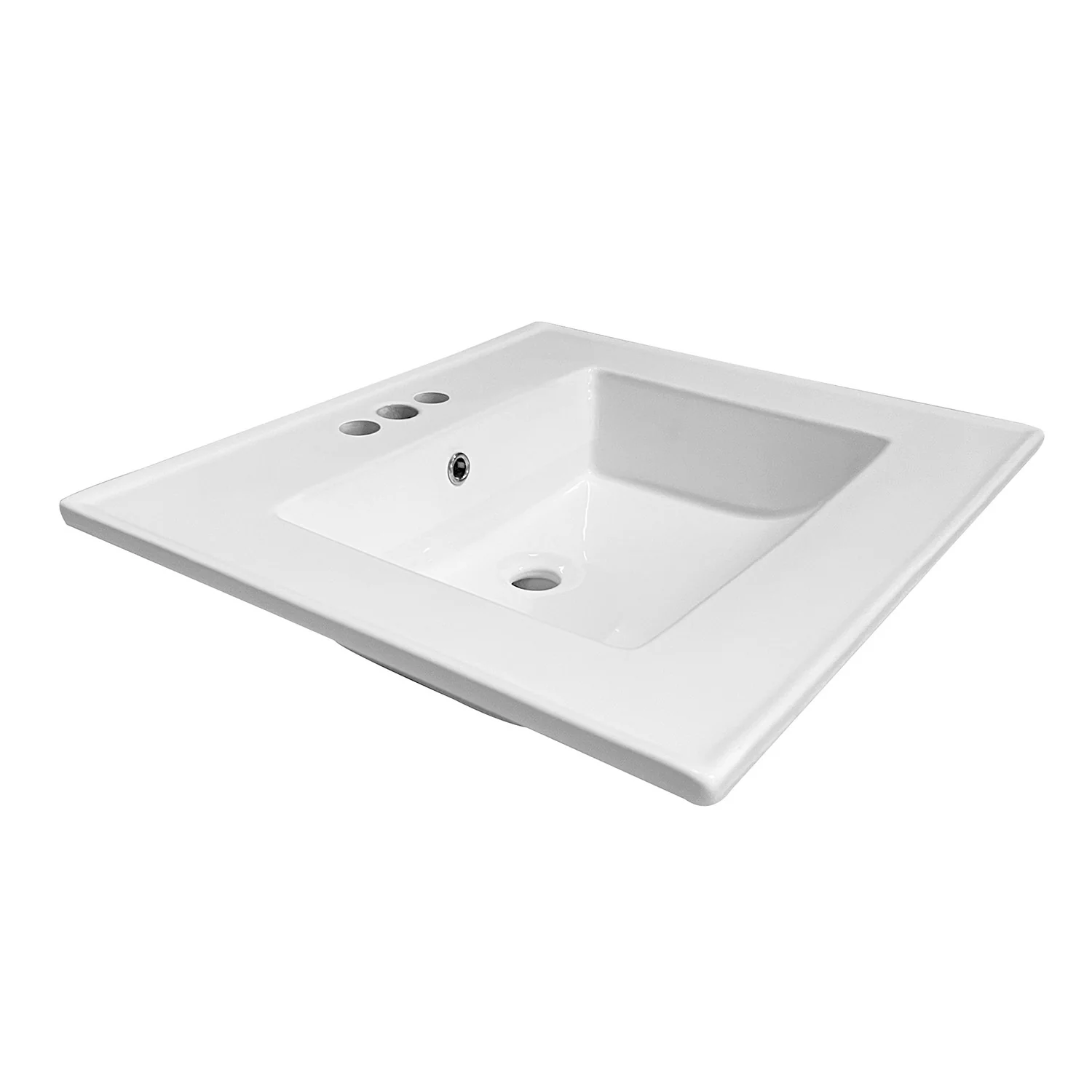 Kingston Tulare LBT25227W34 - Continental 25-Inch Ceramic Vanity Sink Top (4" Faucet Drillings), White - Image 8