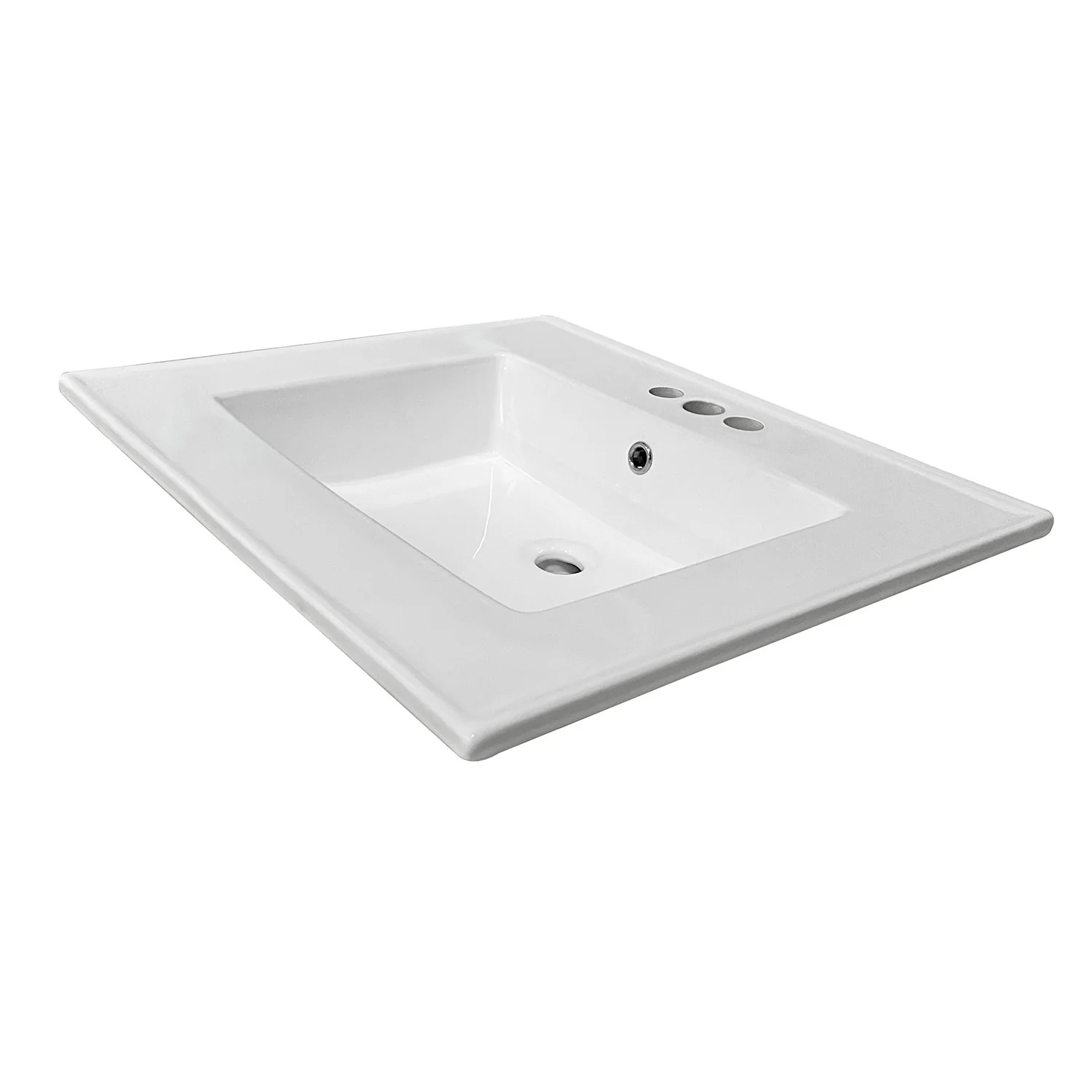Kingston Tulare LBT25227W34 - Continental 25-Inch Ceramic Vanity Sink Top (4" Faucet Drillings), White - Image 9