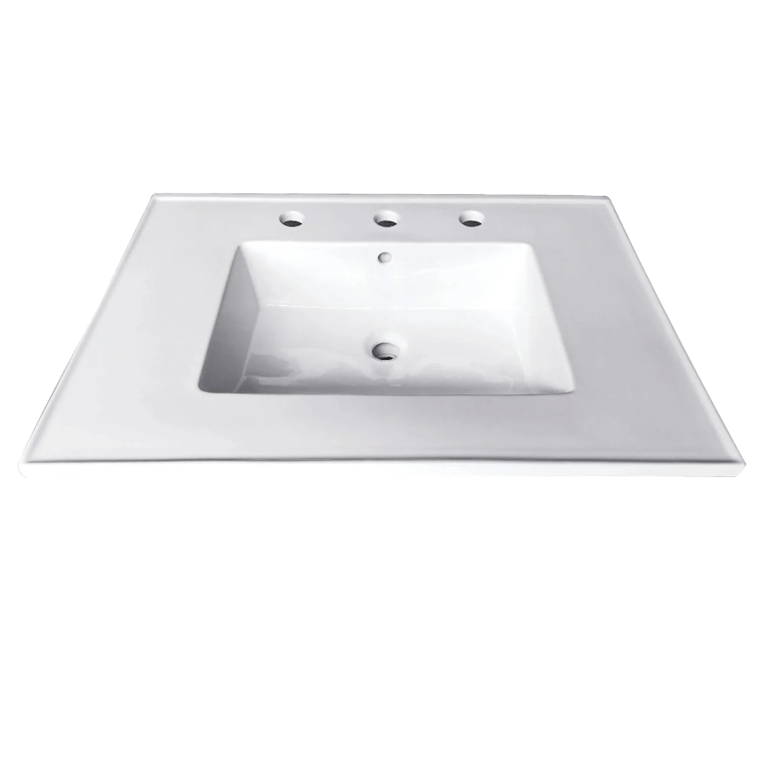 Kingston Tulare LBT25227W38 - Continental 25-Inch Ceramic Vanity Sink Top (8" Faucet Drillings), White - Image 11
