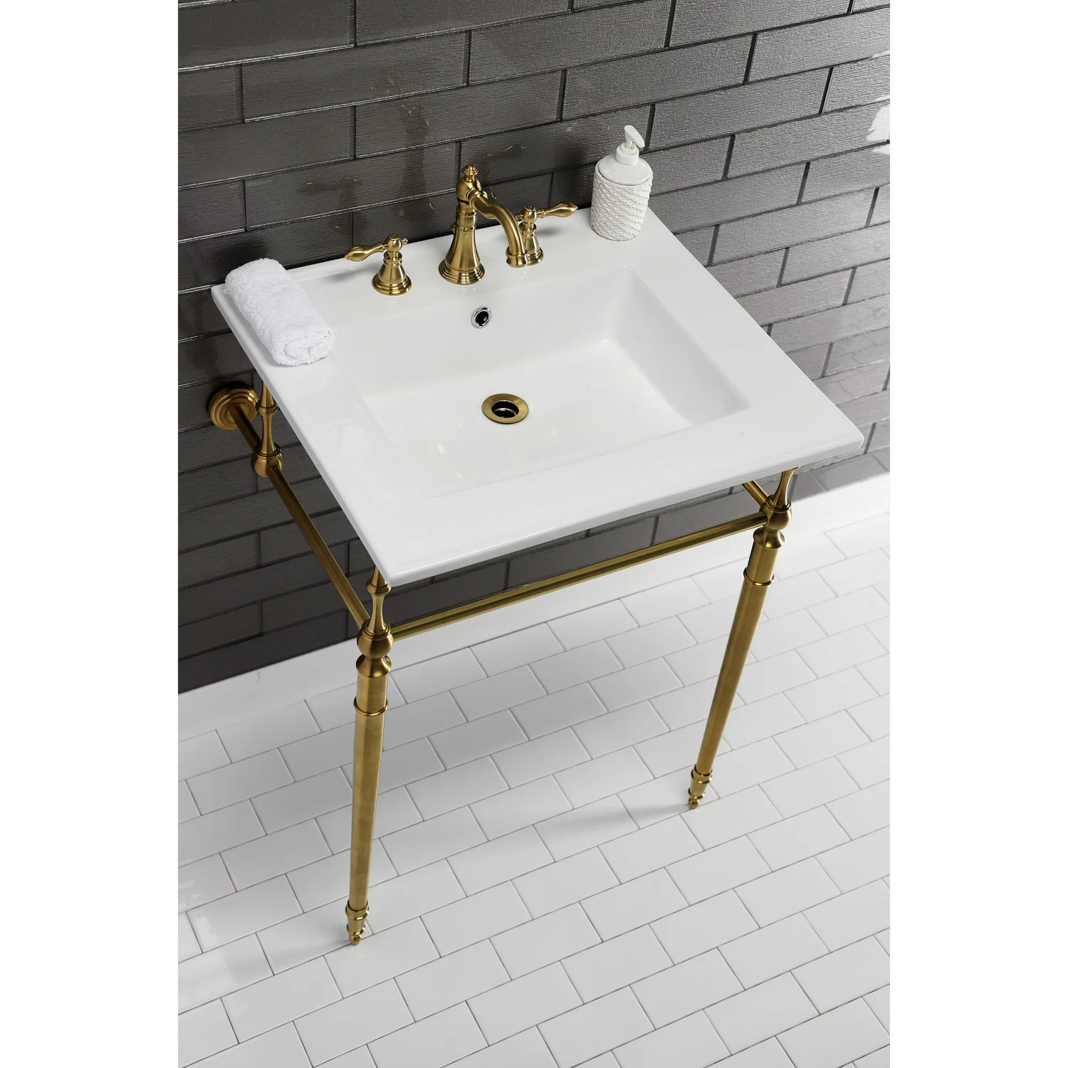 Kingston Tulare LBT25227W38 - Continental 25-Inch Ceramic Vanity Sink Top (8" Faucet Drillings), White - Image 8