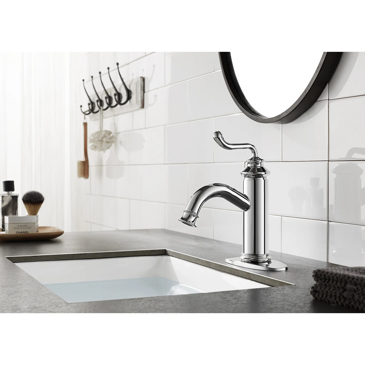 Kingston Heirloom LS5411RL - Royale One-Handle 1-Hole Bathroom Faucet with Deck Plate and Push Pop-Up Drain, Polished Chrome - Image 2