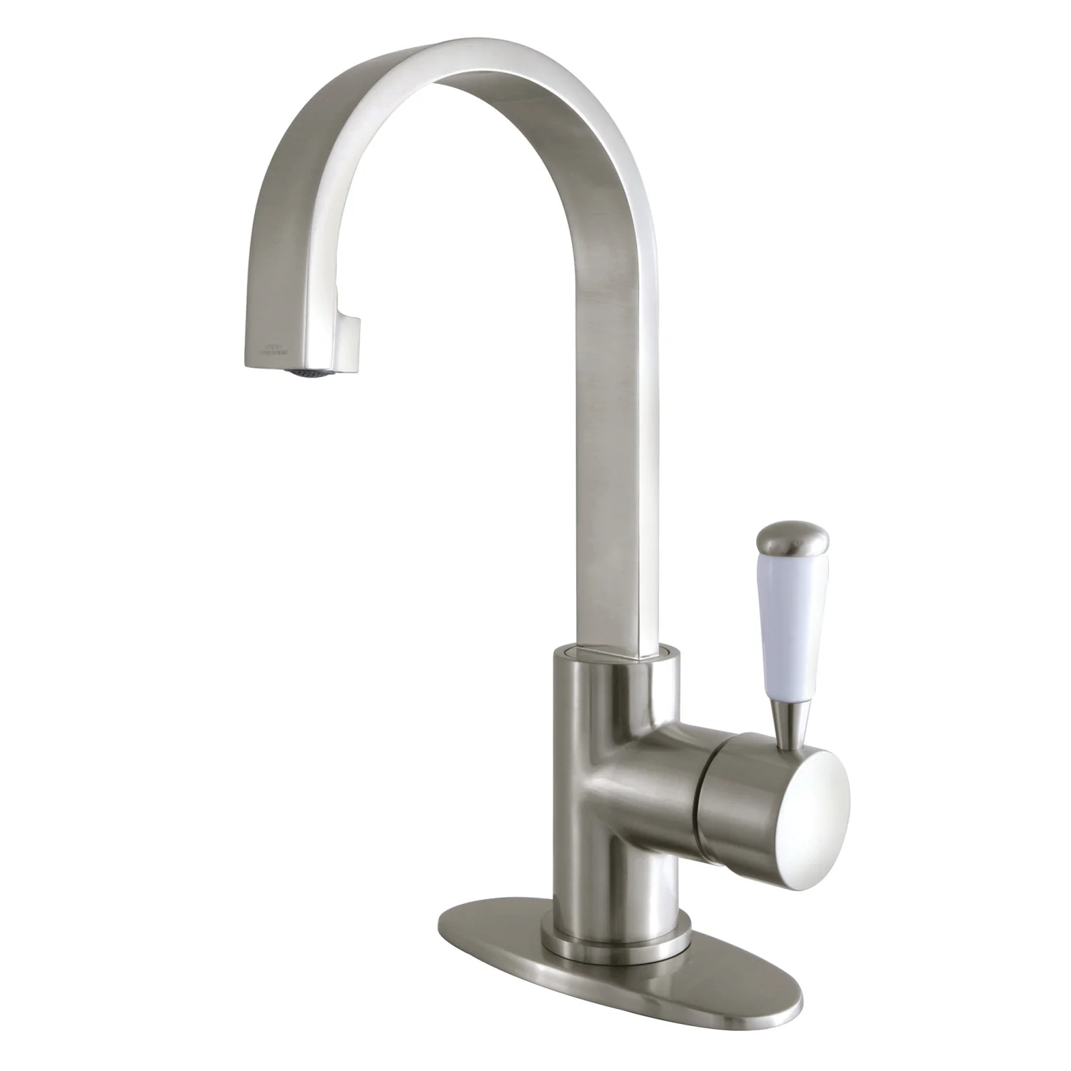 Kingston Tulare LS8218DPL - Paris One-Handle 1-Hole Bathroom Faucet with Deck Plate and Push Pop-Up Drain, Brushed Nickel