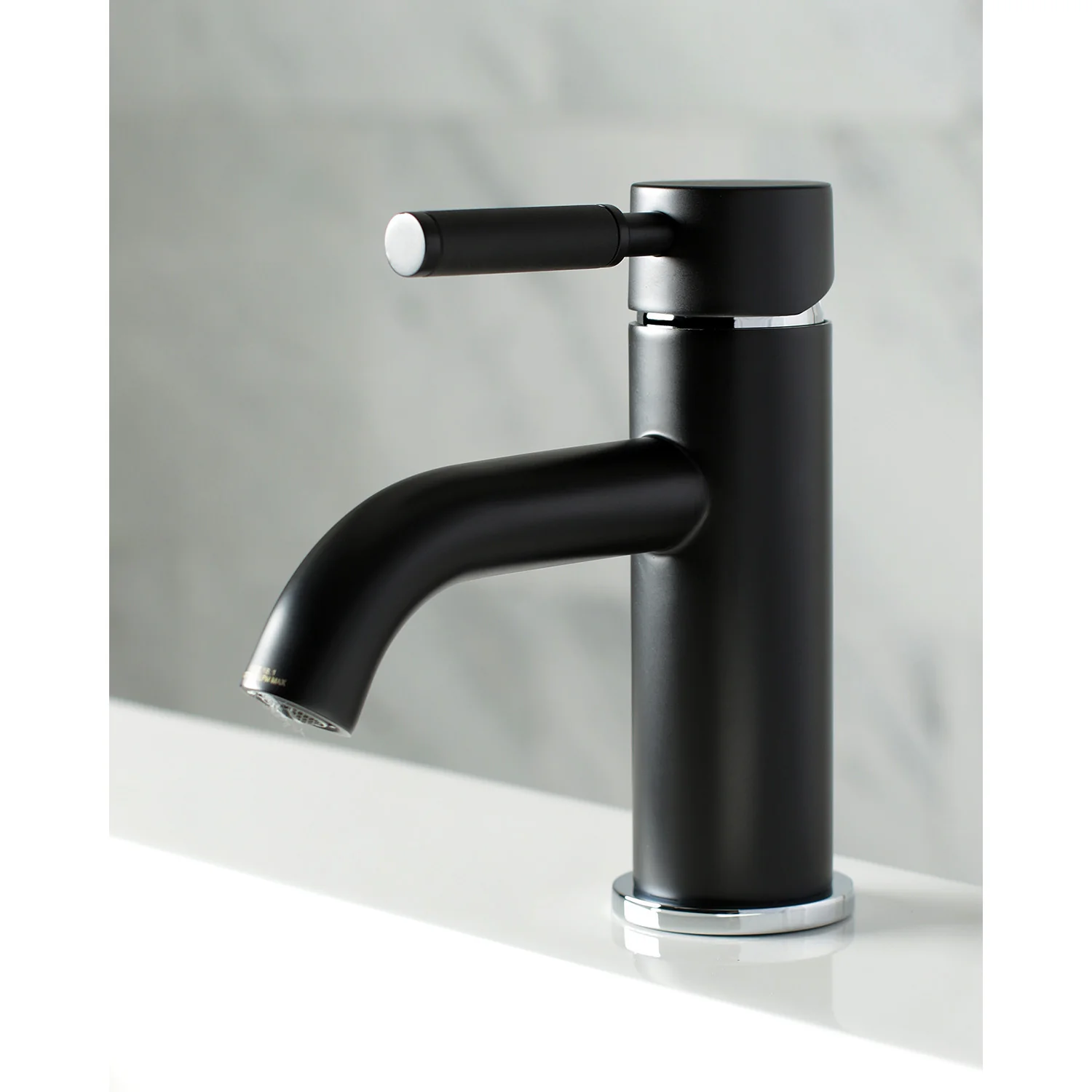 Kingston Sona LS8227DKL - Kaiser One-Handle 1-Hole Bathroom Faucet with Push Pop-Up Drain, Matte Black/Polished Chrome - Image 4