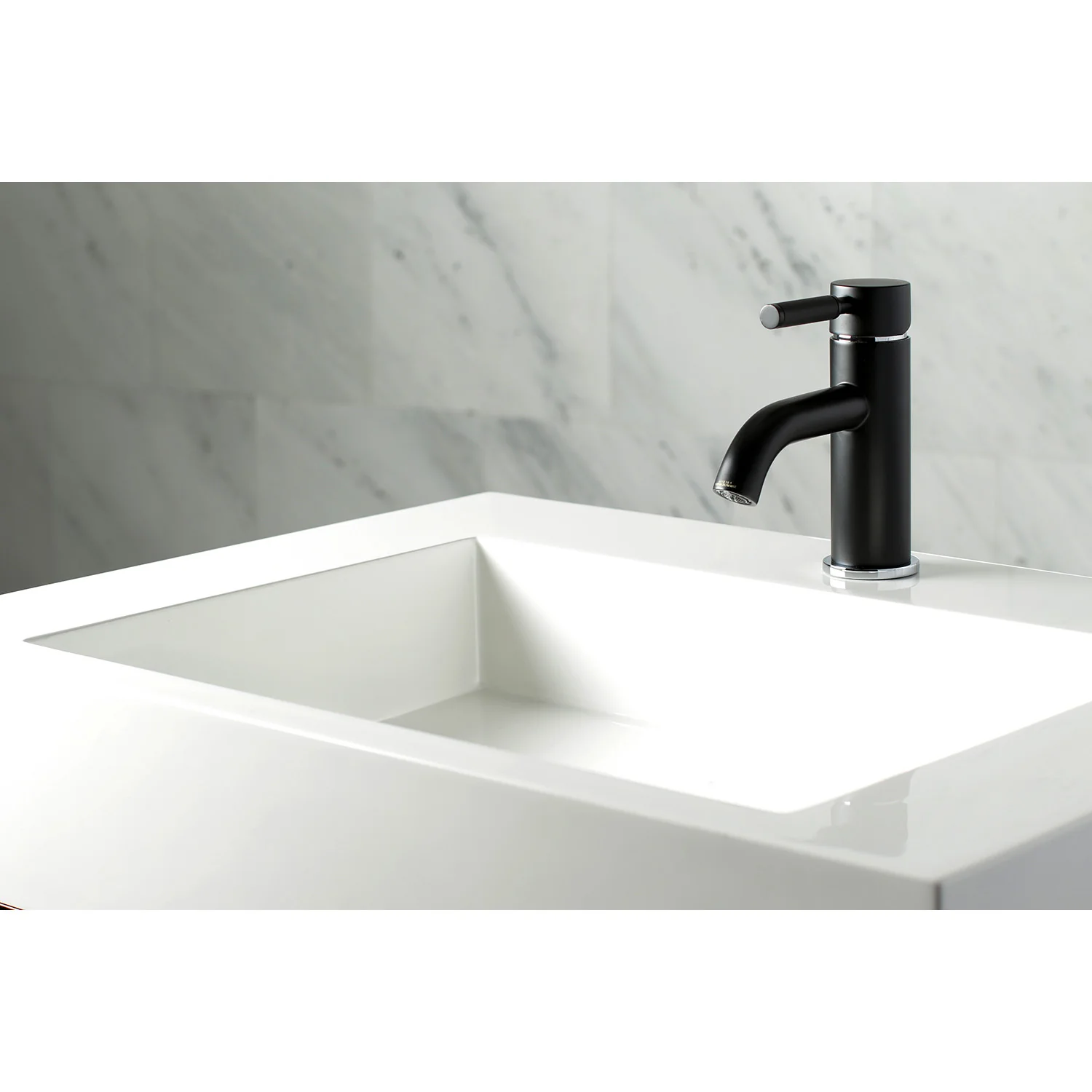 Kingston Sona LS8227DKL - Kaiser One-Handle 1-Hole Bathroom Faucet with Push Pop-Up Drain, Matte Black/Polished Chrome - Image 5