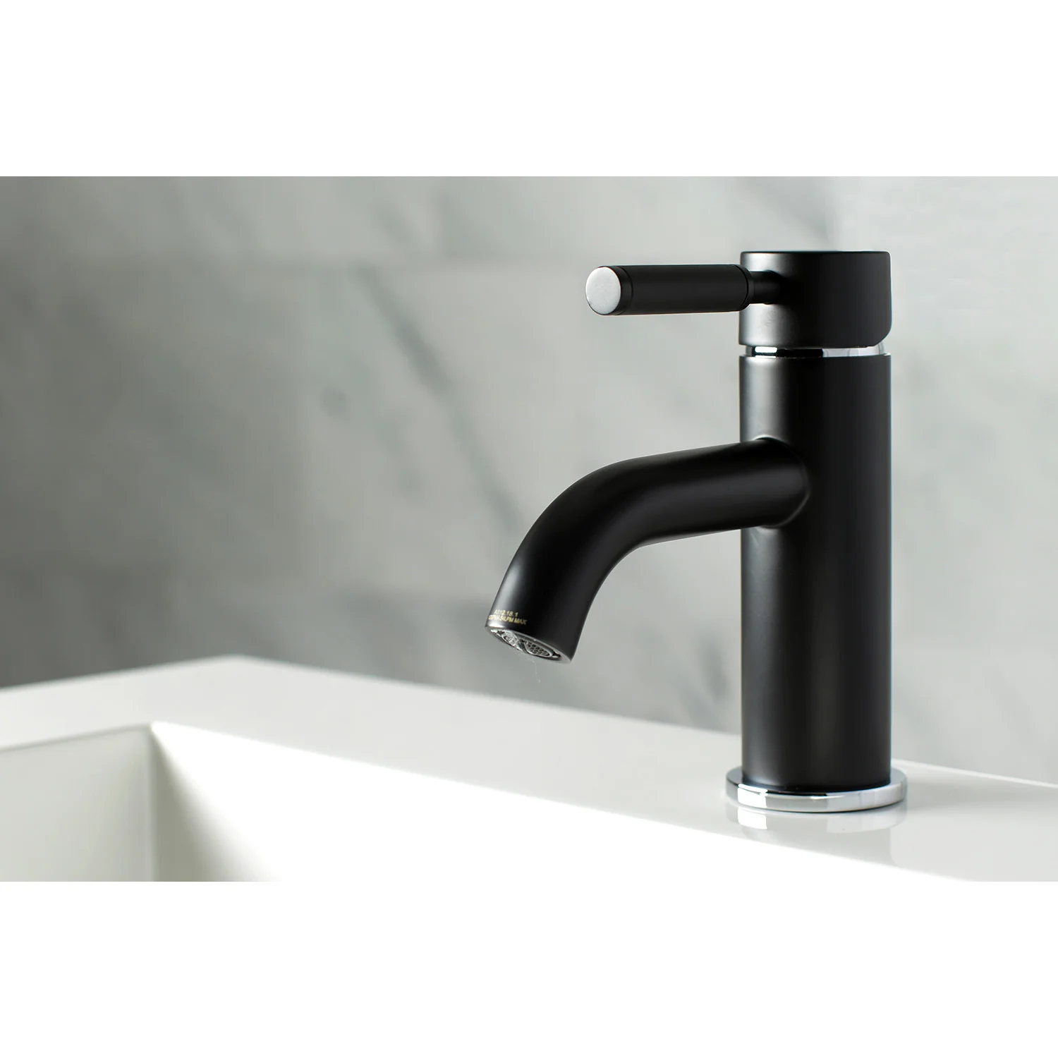 Kingston Sona LS8227DKL - Kaiser One-Handle 1-Hole Bathroom Faucet with Push Pop-Up Drain, Matte Black/Polished Chrome - Image 6