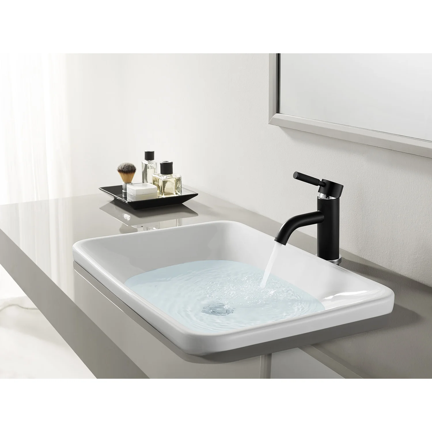 Kingston Sona LS8227DKL - Kaiser One-Handle 1-Hole Bathroom Faucet with Push Pop-Up Drain, Matte Black/Polished Chrome - Image 7