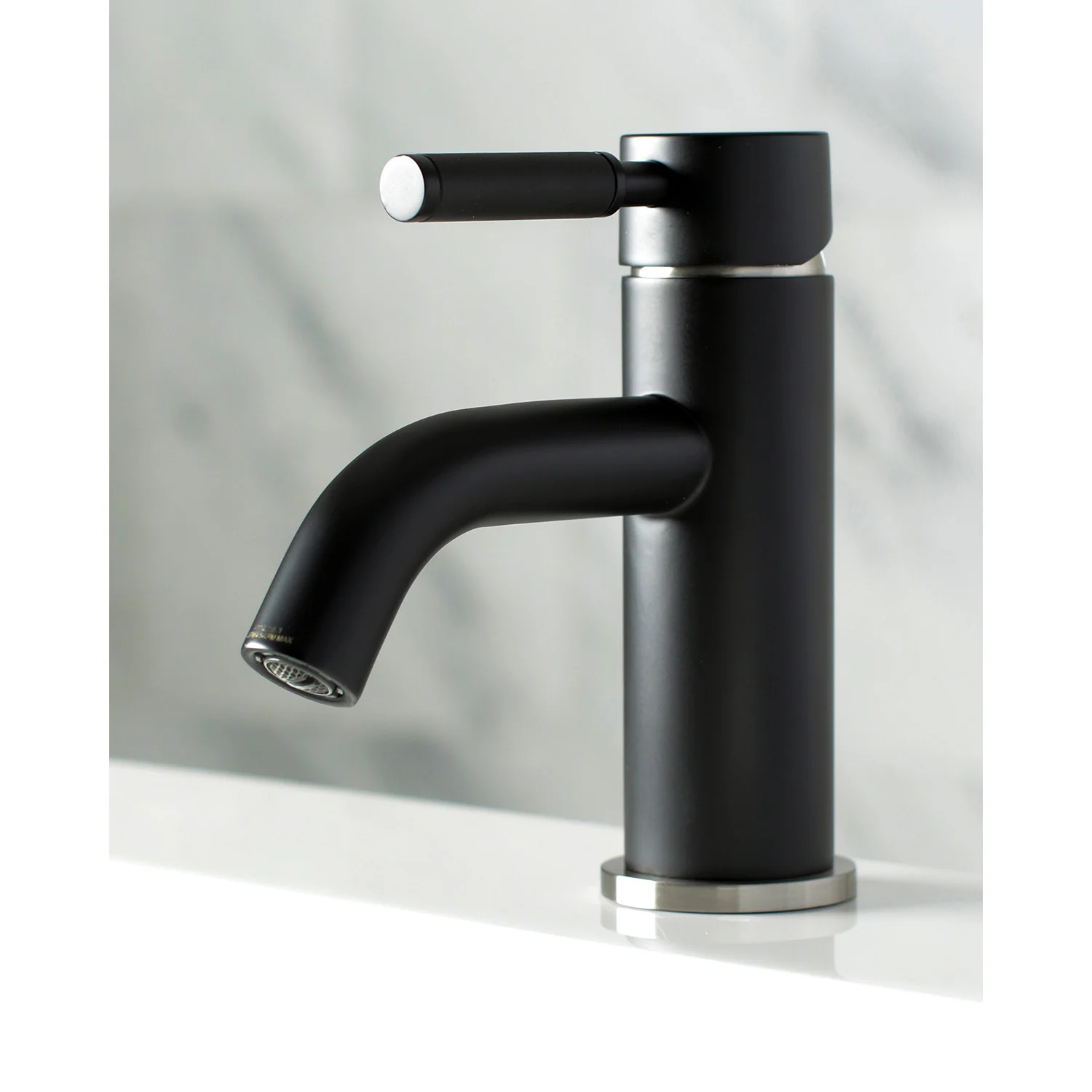 Kingston Sona LS8229DKL - Kaiser One-Handle 1-Hole Bathroom Faucet with Push Pop-Up Drain, Matte Black/Brushed Nickel - Image 4