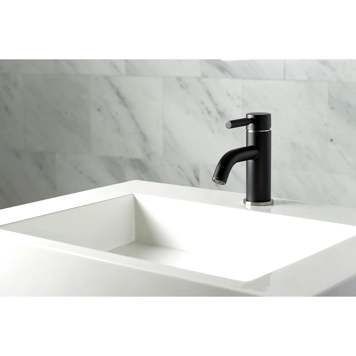 Kingston Sona LS8229DKL - Kaiser One-Handle 1-Hole Bathroom Faucet with Push Pop-Up Drain, Matte Black/Brushed Nickel - Image 5