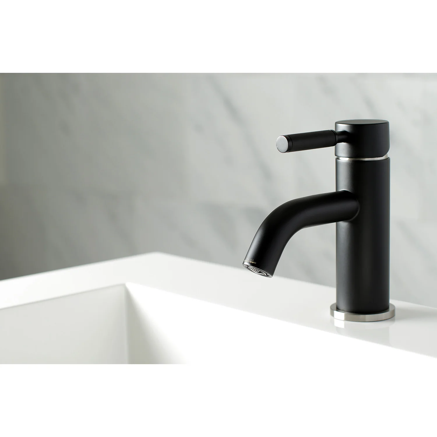Kingston Sona LS8229DKL - Kaiser One-Handle 1-Hole Bathroom Faucet with Push Pop-Up Drain, Matte Black/Brushed Nickel - Image 6