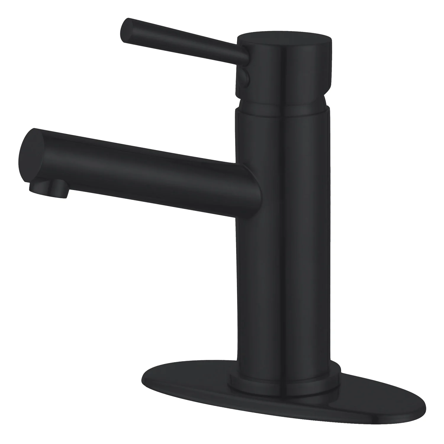 Kingston Sona LS8420DL - Concord One-Handle 1-Hole Bathroom Faucet with Deck Plate and Push Pop-Up Drain, Matte Black