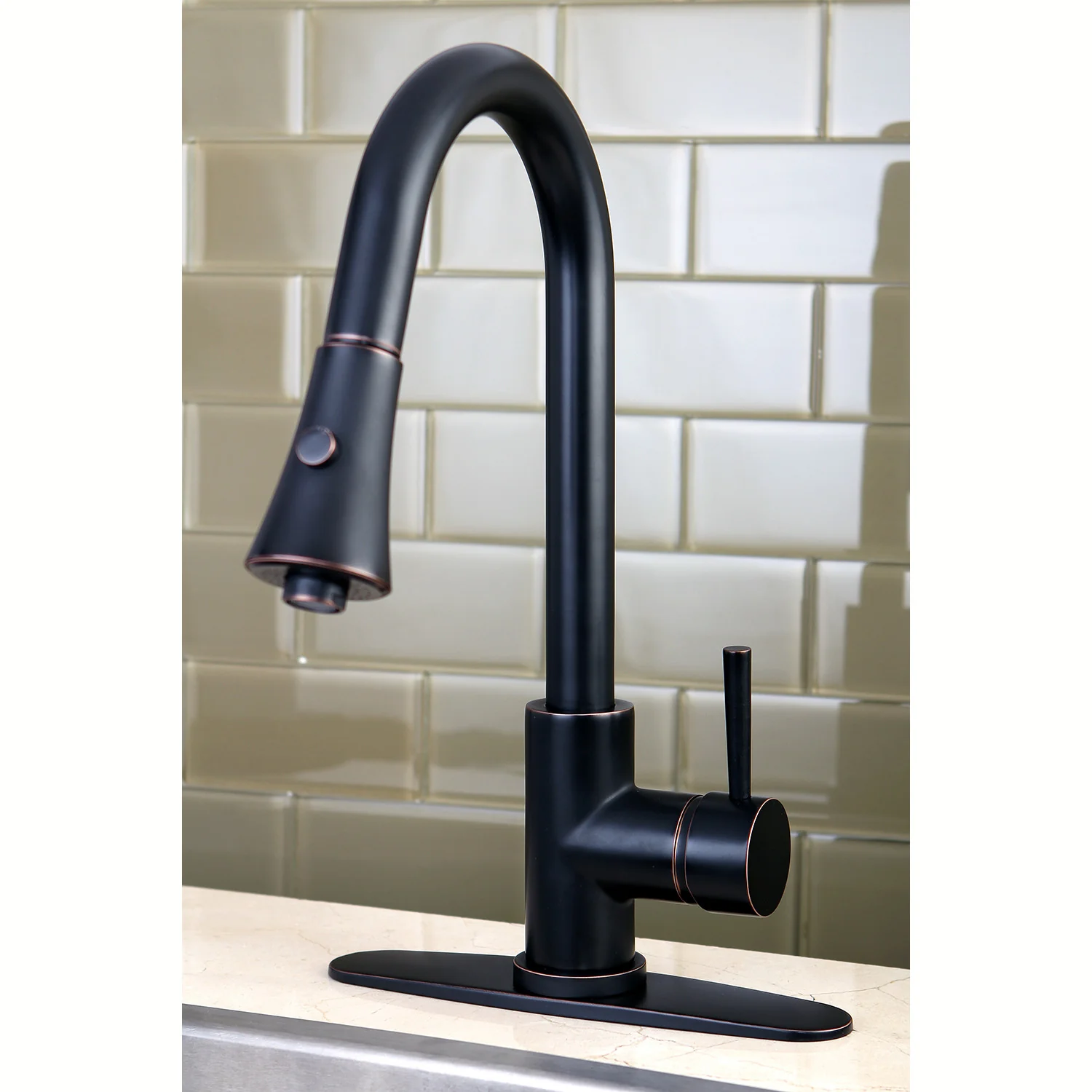 Kingston Tulare LS8726DL - Concord Single-Handle Pull-Down Kitchen Faucet, Naples Bronze - Image 2