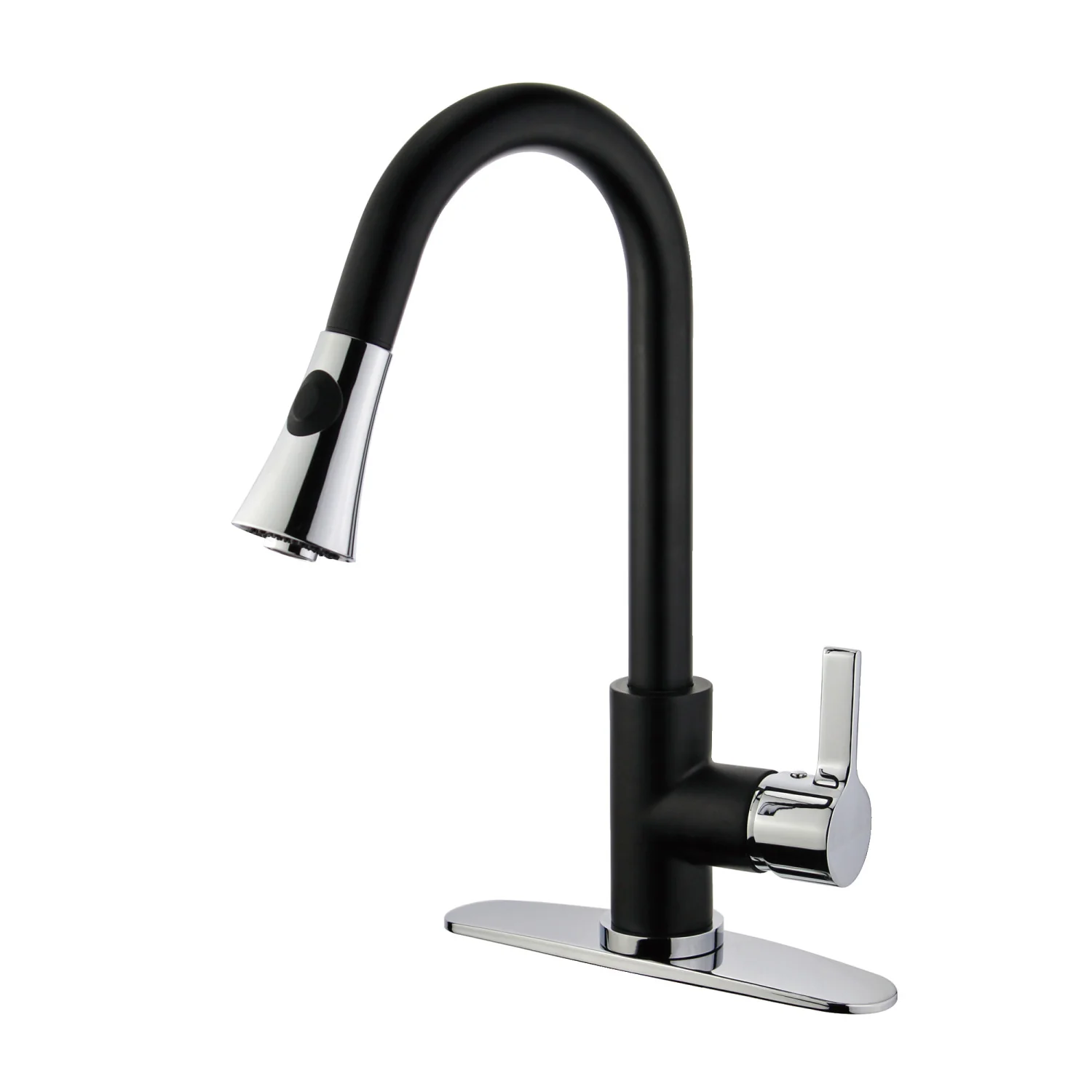 Kingston Tulare LS8727CTL - Continental Single-Handle Pull-Down Kitchen Faucet, Matte Black/Polished Chrome