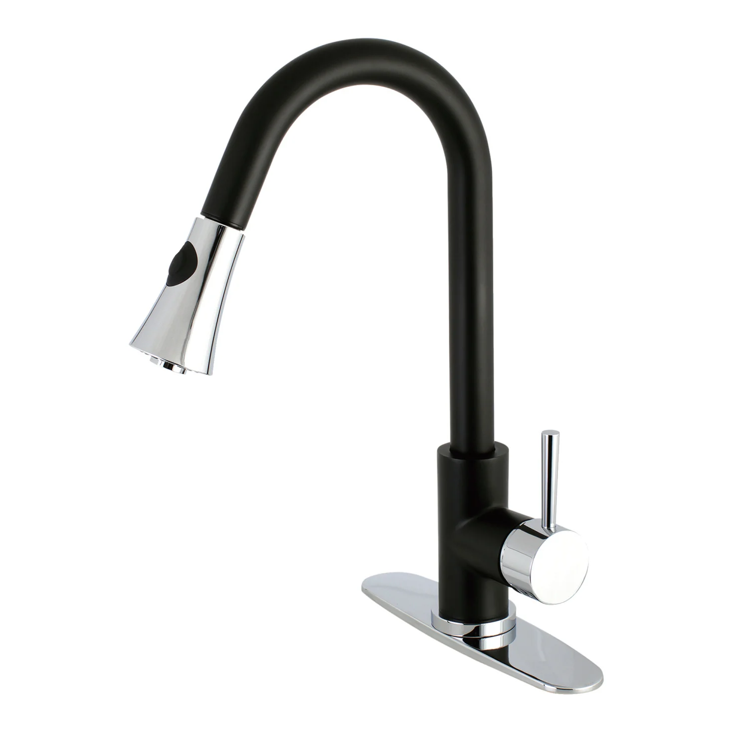 Kingston Tulare LS8727DL - Concord Single-Handle Pull-Down Kitchen Faucet, Matte Black/Polished Chrome