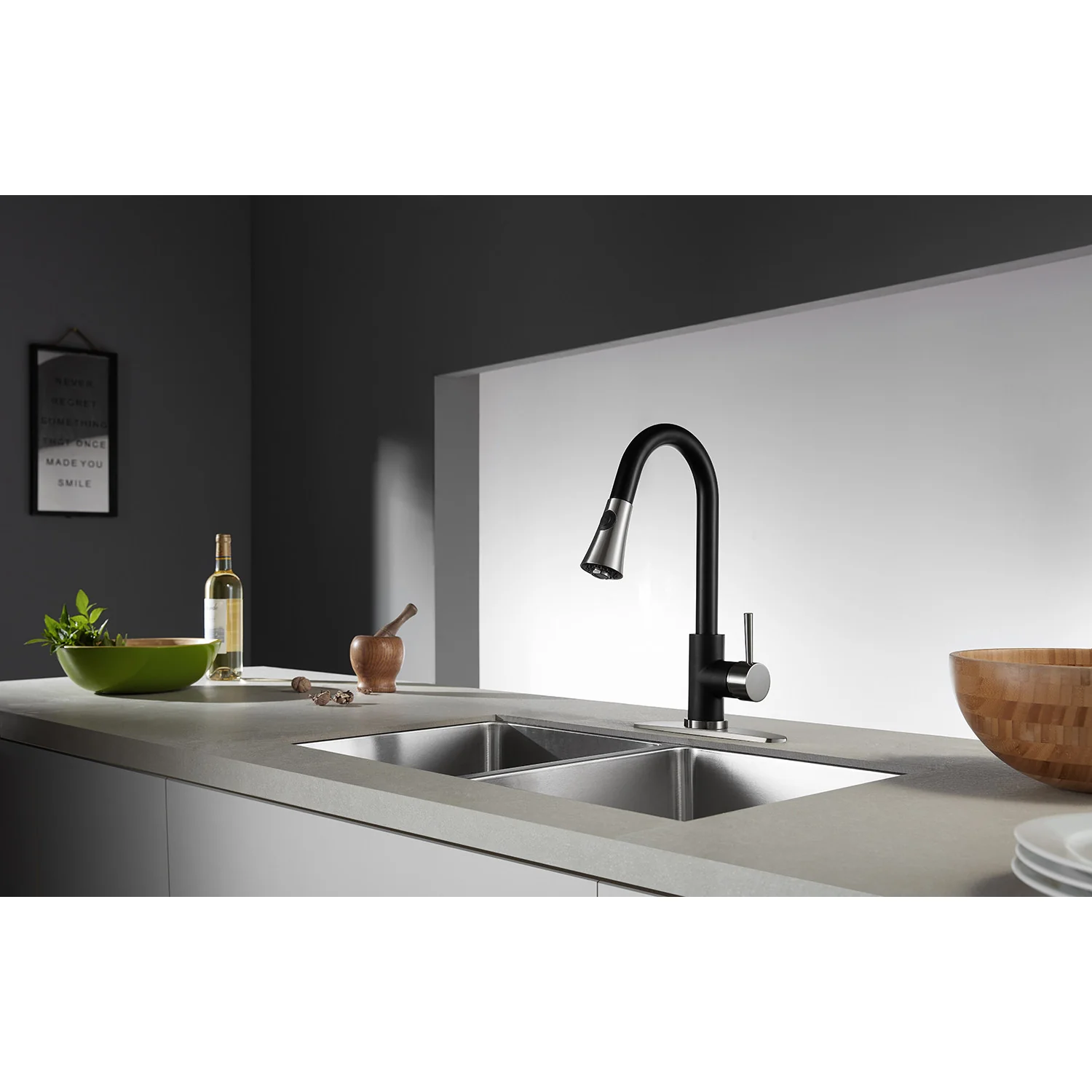 Kingston Tulare LS8727DL - Concord Single-Handle Pull-Down Kitchen Faucet, Matte Black/Polished Chrome - Image 5