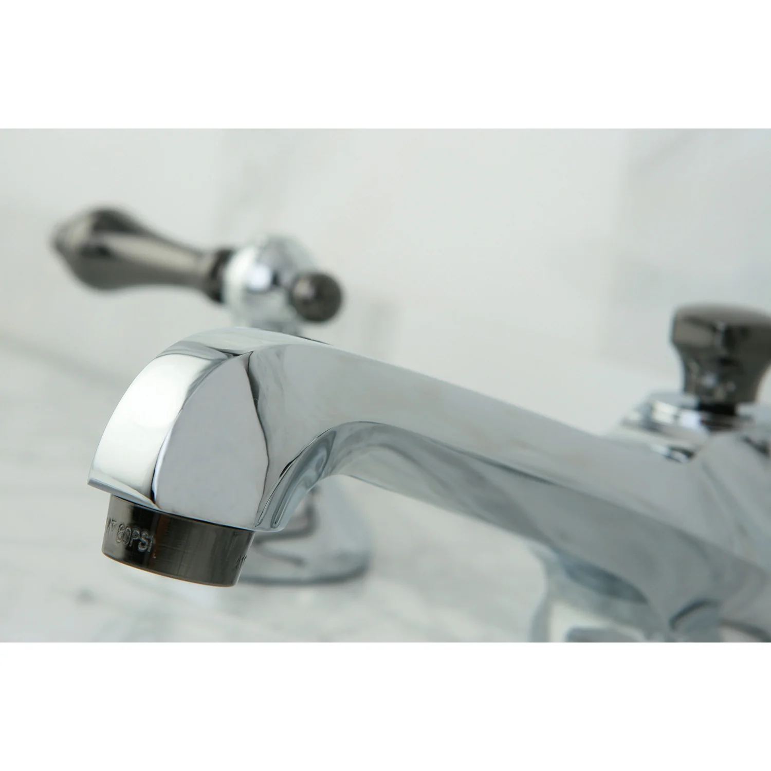 Kingston Tulare NS4463AL - Water Onyx Two-Handle 3-Hole Deck Mount Widespread Bathroom Faucet with Brass Pop-Up, Polished Chrome/Black Stainless Steel - Image 4