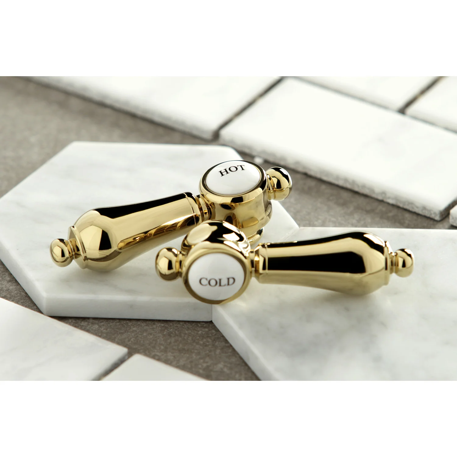 Kingston Tulare NS4469BAL - Water Onyx Two-Handle 3-Hole Deck Mount Widespread Bathroom Faucet with Brass Pop-Up, Black Stainless Steel/Polished Brass - Image 7