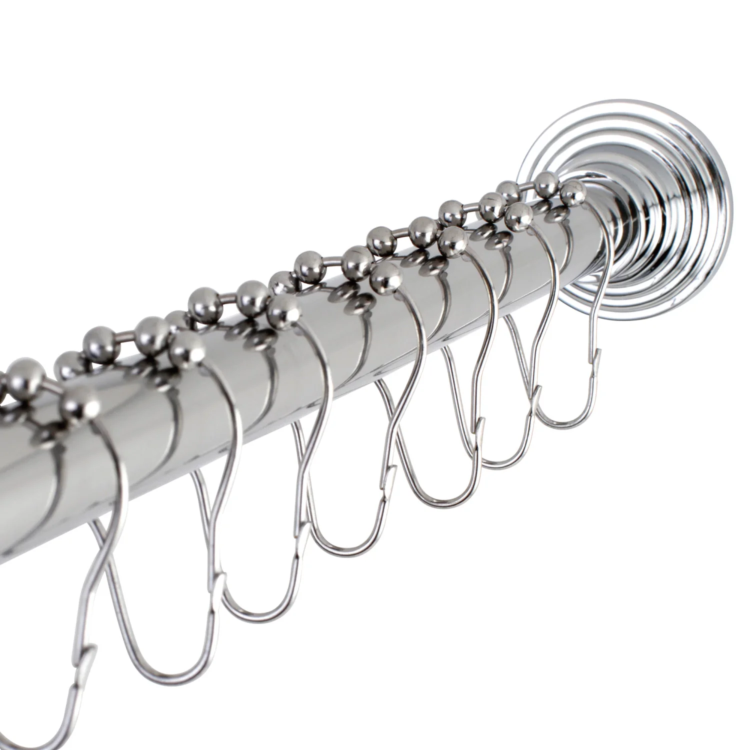 Kingston Edenscape SCC2711 60-Inch to 72-Inch Adjustable Shower Curtain Rod with Rings, Polished Chrome