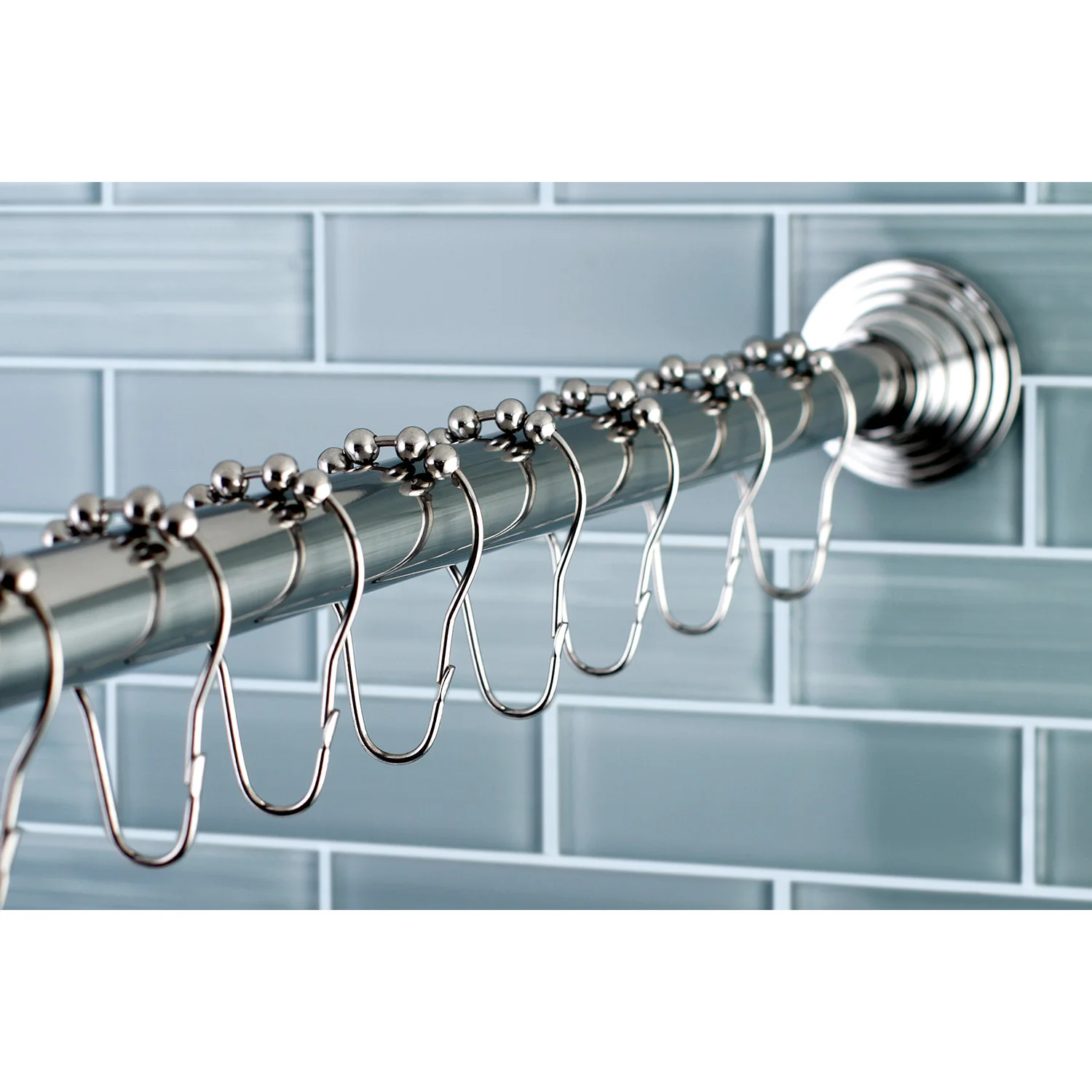 Kingston Edenscape SCC2711 60-Inch to 72-Inch Adjustable Shower Curtain Rod with Rings, Polished Chrome - Image 2
