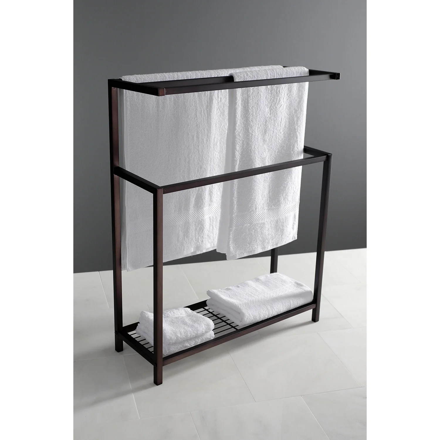 Kingston Sona SCC8365 - Edenscape 31-Inch Freestanding Pedestal 4-Tier Towel Rack, Oil Rubbed Bronze - Image 3