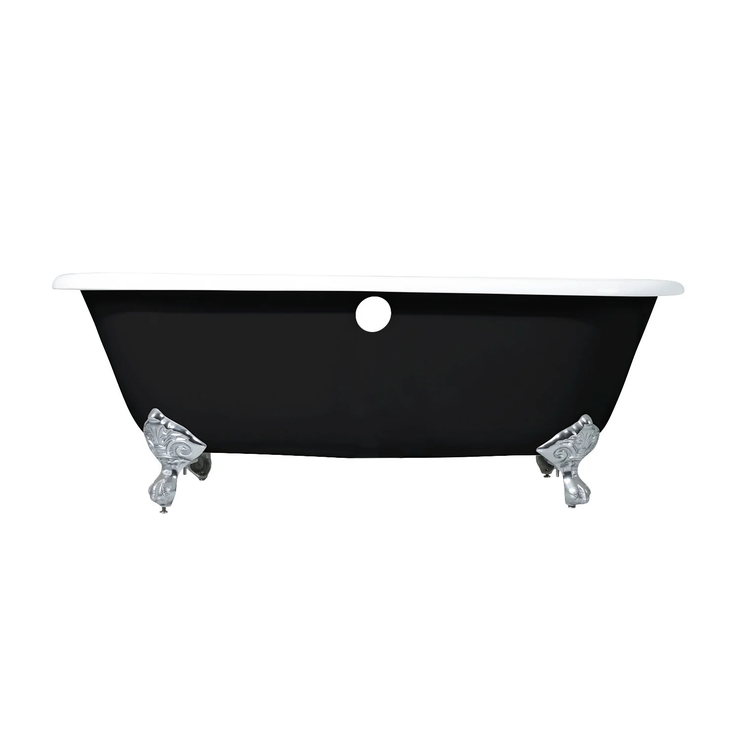 Kingston Heirloom VBTND663013NB1 - Aqua Eden 66-Inch Cast Iron Oval Double Ended Clawfoot Tub (No Faucet Drillings), Black/White/Polished Chrome - Image 8