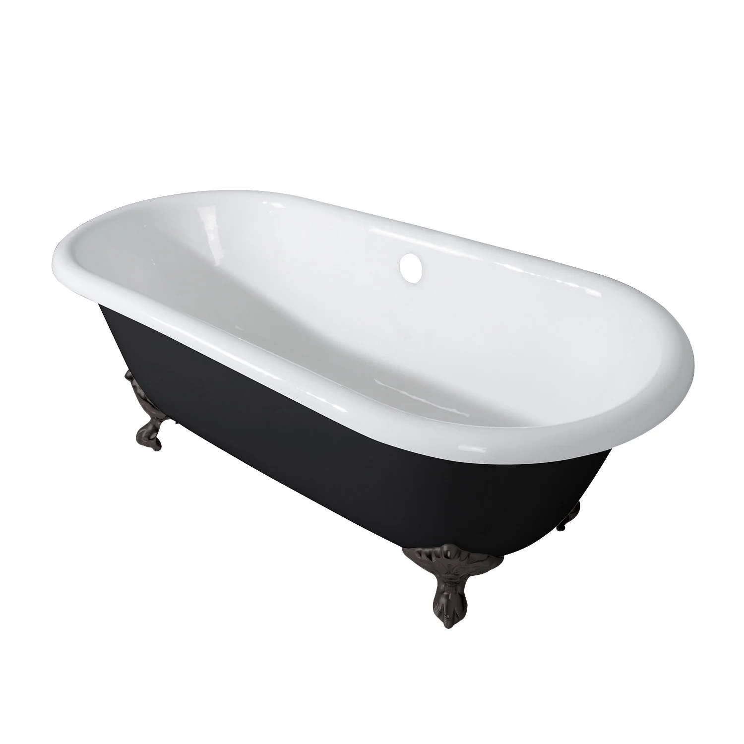 Kingston Heirloom VBTND663013NB5 - Aqua Eden 66-Inch Cast Iron Oval Double Ended Clawfoot Tub (No Faucet Drillings), Black/White/Oil Rubbed Bronze - Image 10
