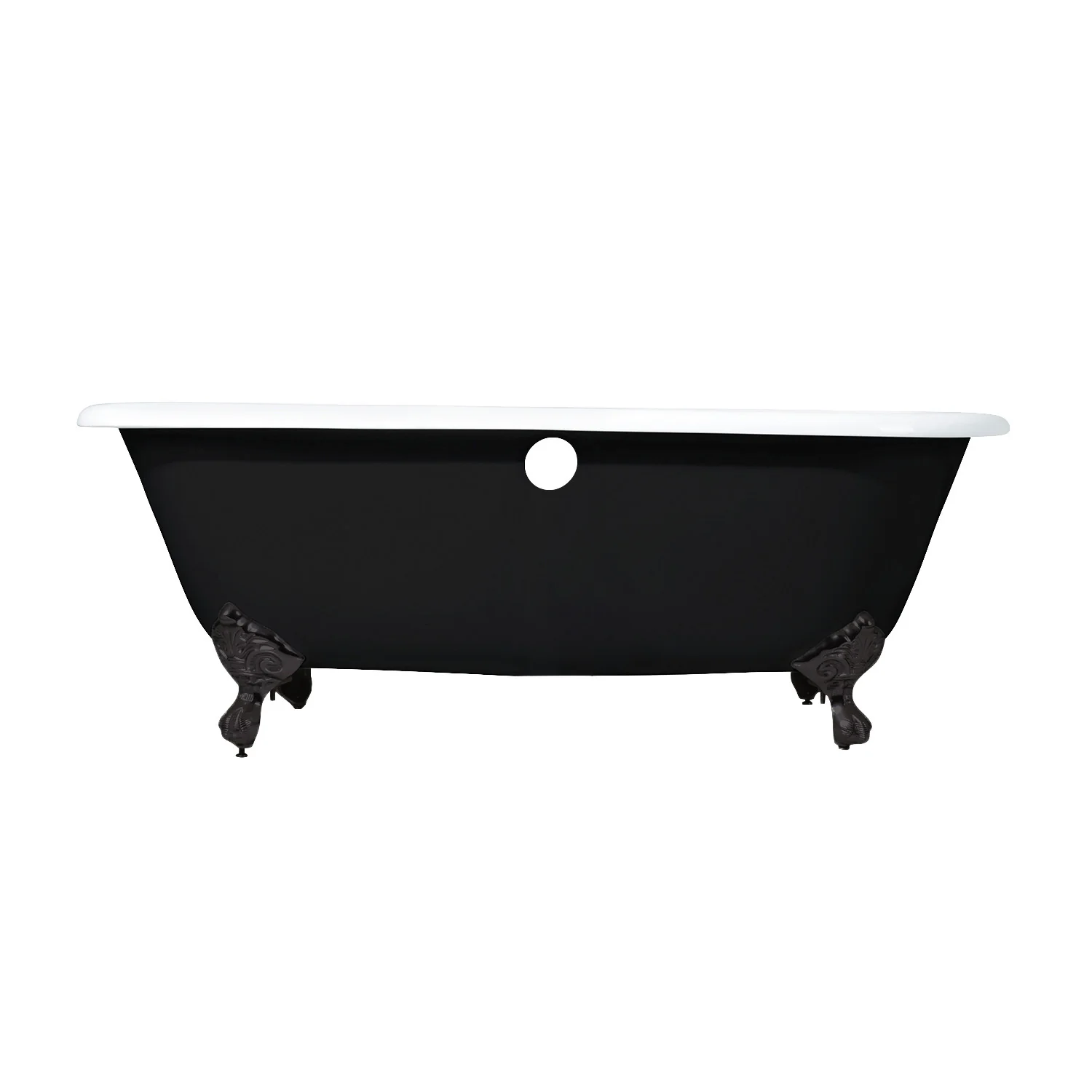 Kingston Heirloom VBTND663013NB5 - Aqua Eden 66-Inch Cast Iron Oval Double Ended Clawfoot Tub (No Faucet Drillings), Black/White/Oil Rubbed Bronze - Image 9