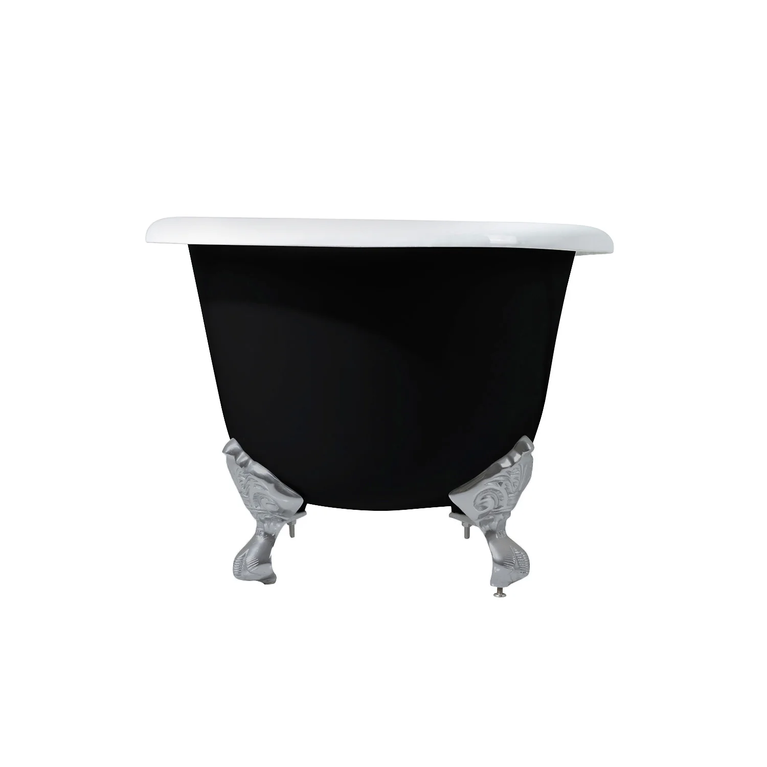 Kingston Heirloom VBTND663013NB8 - Aqua Eden 66-Inch Cast Iron Oval Double Ended Clawfoot Tub (No Faucet Drillings), Black/White/Brushed Nickel - Image 4