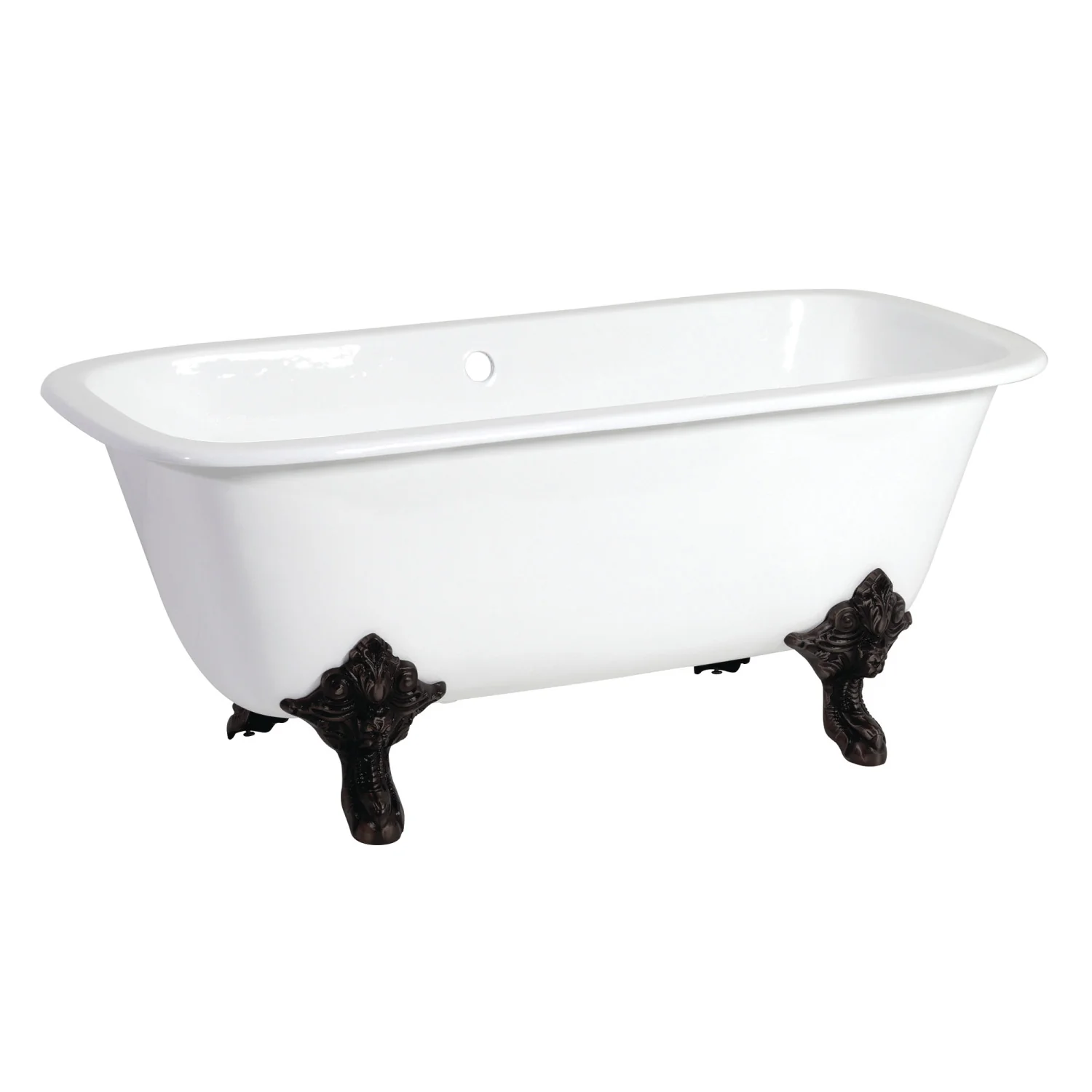 Kingston Heirloom VCTQND6732NL0 - Aqua Eden 67-Inch Cast Iron Rectangular Double Ended Clawfoot Tub (No Faucet Drillings), White/Matte Black - Image 2