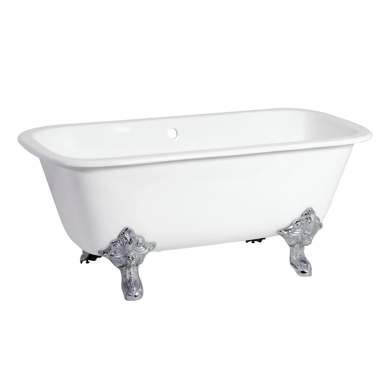 Kingston Heirloom VCTQND6732NL1 - Aqua Eden 67-Inch Cast Iron Rectangular Double Ended Clawfoot Tub (No Faucet Drillings), White/Polished Chrome - Image 3